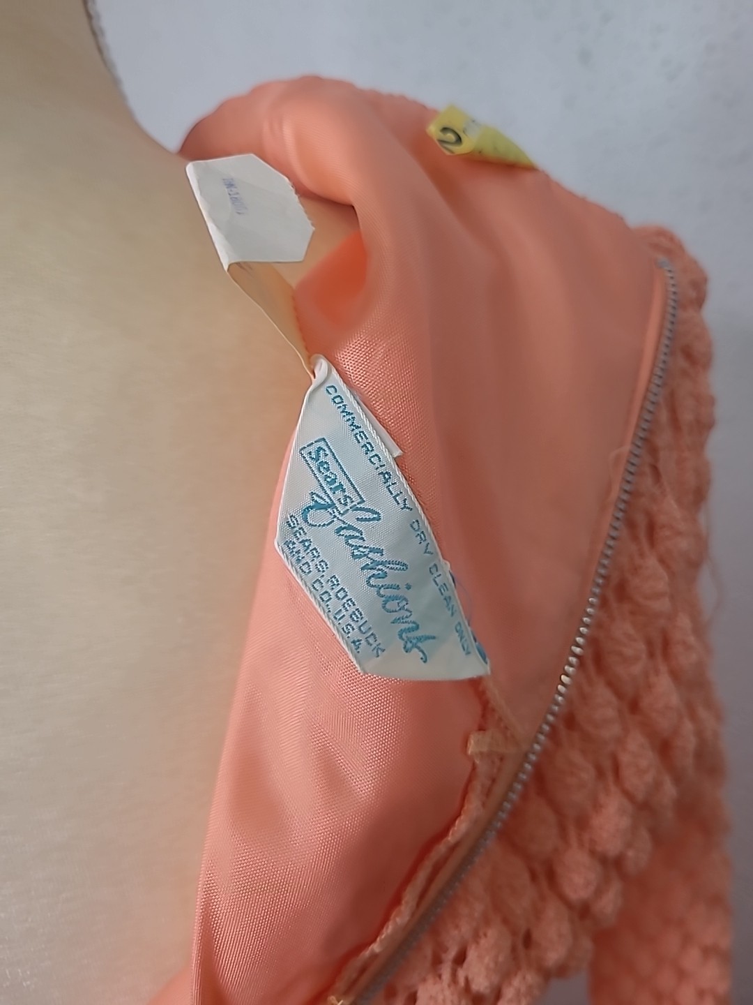 VTG Sears Fashions Orange 60s Dress Gold Tie Belt Vintage Size 10 ( XS / S )