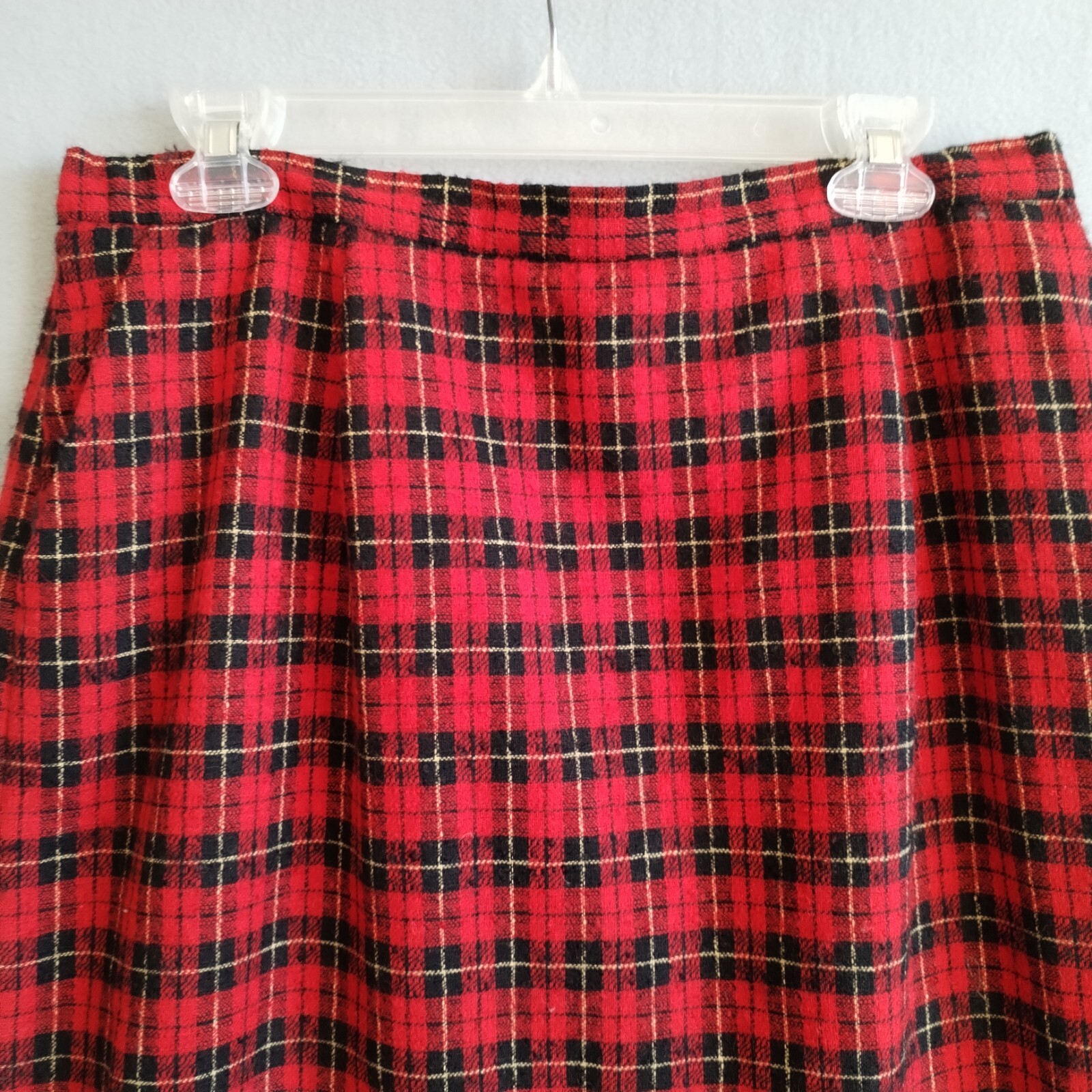 Vintage Pendleton Skirt Size 16 Red Tartan Plaid Wool Knee Length Dark Academia