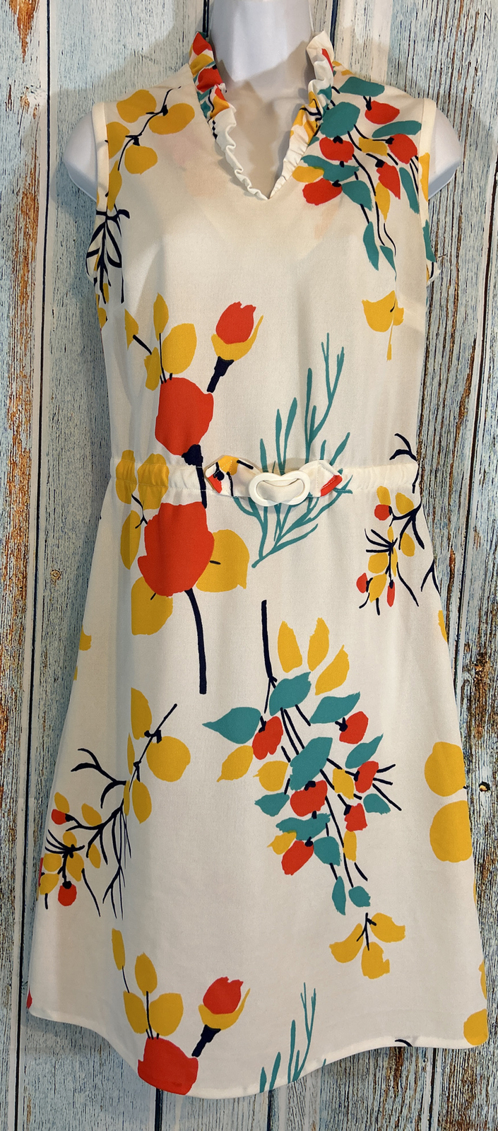 Vintage Dress Size 8 Summer Sleeveless Bold Print Haypence USA Made ILGWU Tag