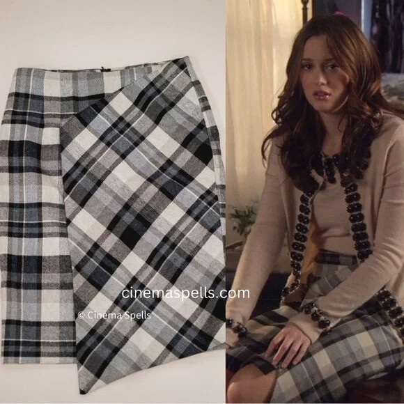 RARE Plaid Preppy Gray Skirt As Seen On Blair Waldorf On Gossip Girl (US S)