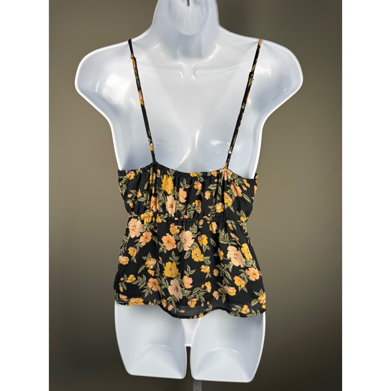 American Eagle Floral Lace Trim Cami Babydoll Tank Y2K Boho Cottagecore