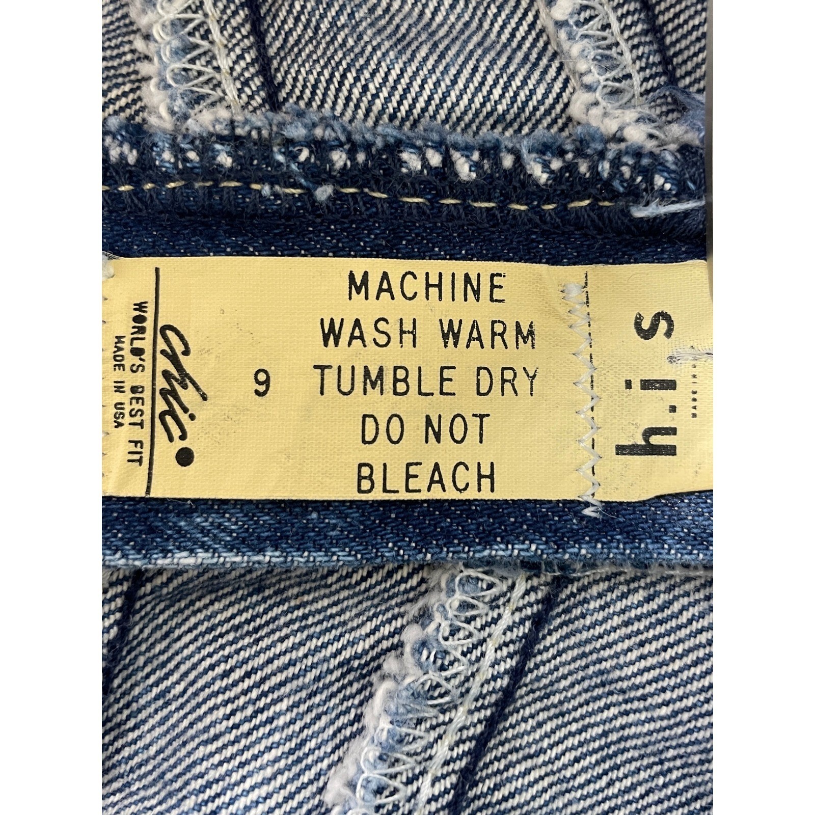 Vtg 80s Chic by HIS Acid Wash Denim Mini Skirt High Waist Jean Made in USA W26
