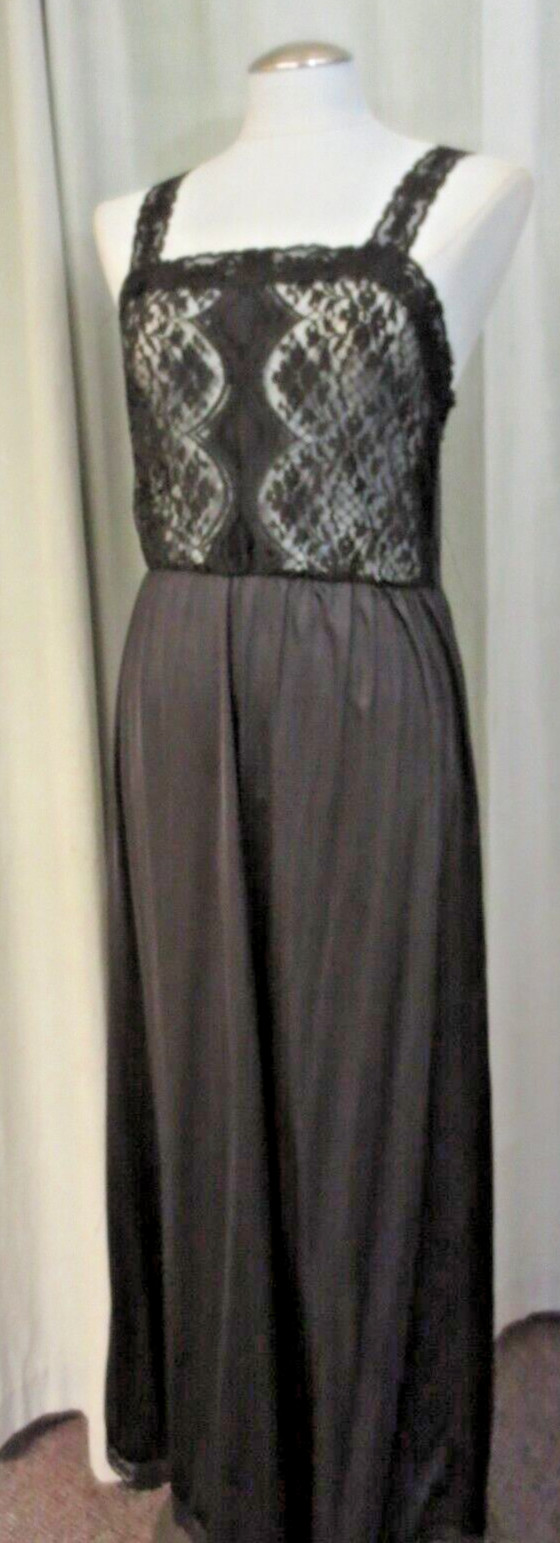 Vtg Jenelle Of California 2 Pc Sexy Black Peignoir Nightgown & Robe Small