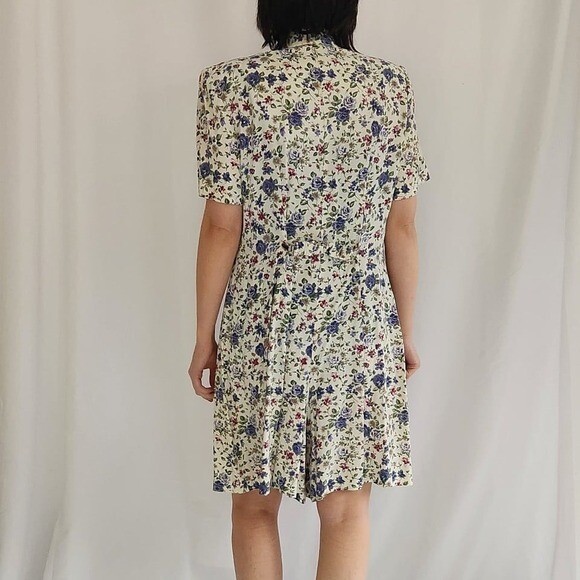 90s White and Purple Rose Print Romper