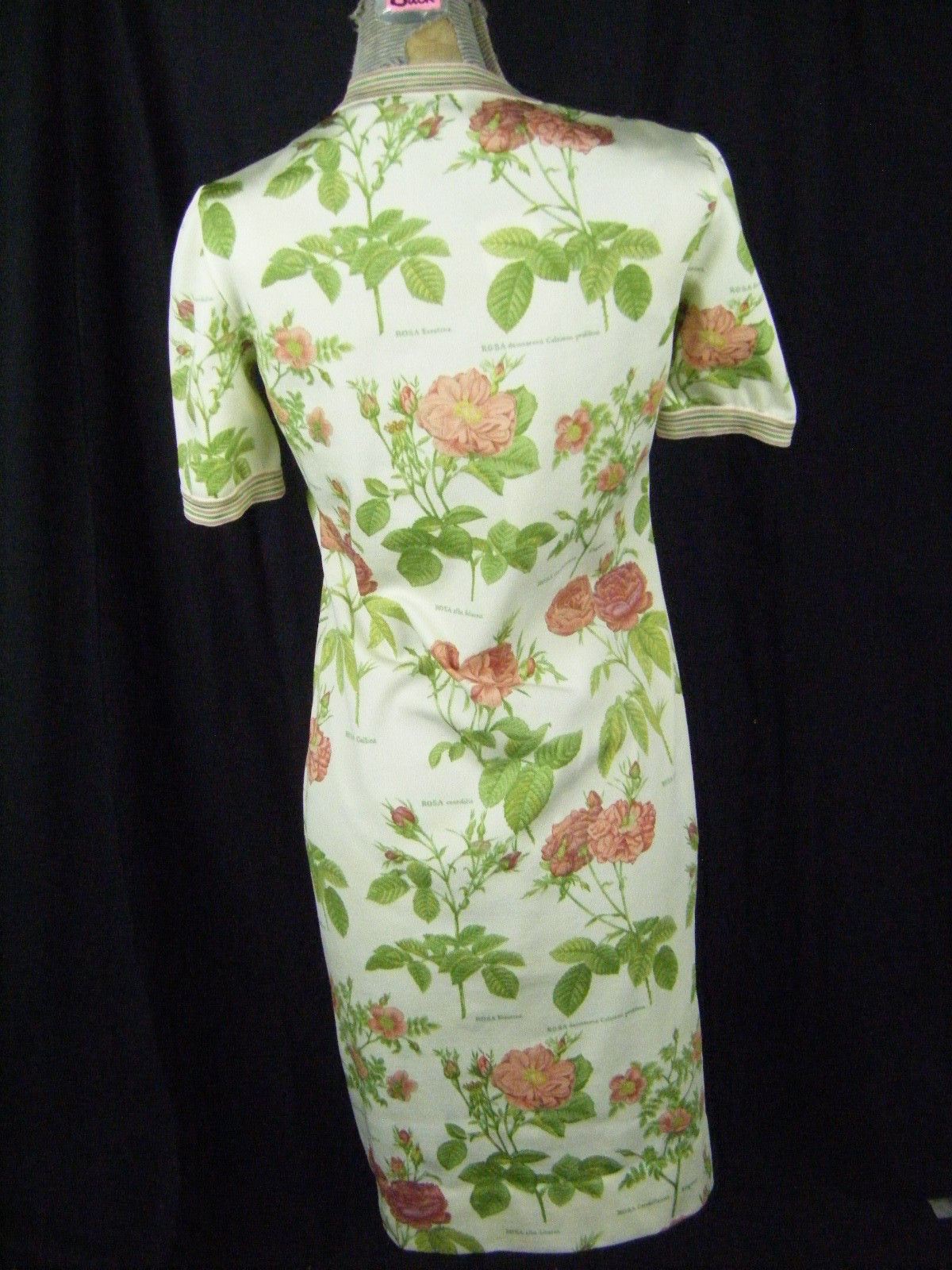 GOLDWORM Vtg 70s Cream Roses Printed Made in Italy Knit Dress-Bust 38/S-M