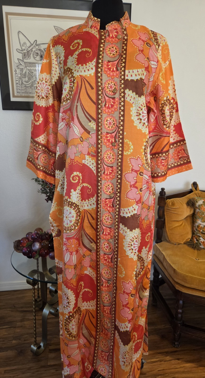 🌼60’s KAFTAN House Dress Sz 16 Mod 🍄 Unbranded NWOT