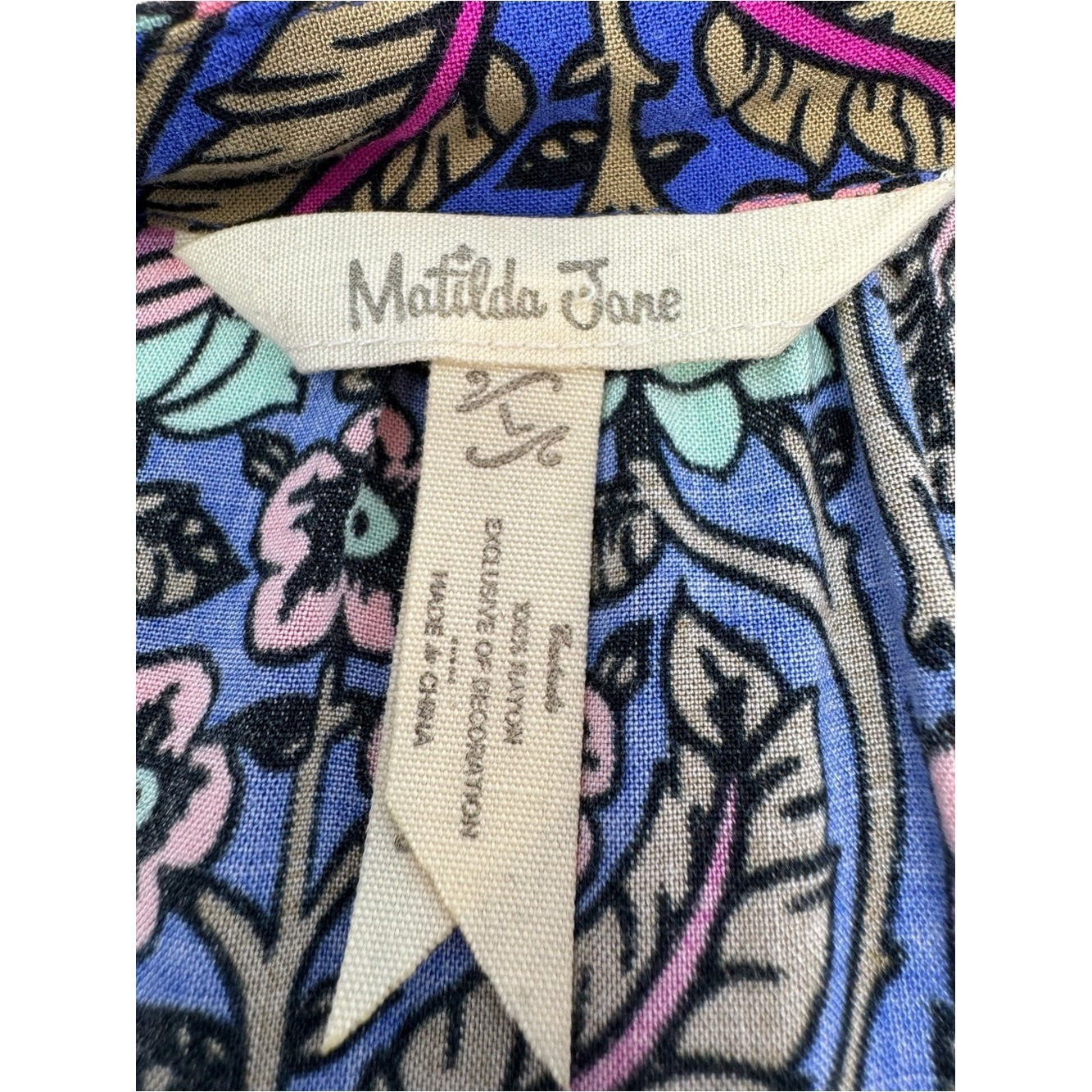 Matilda Jane Thoughts and Dreams Boho Floral Tunic Dress with Pockets Sz Large