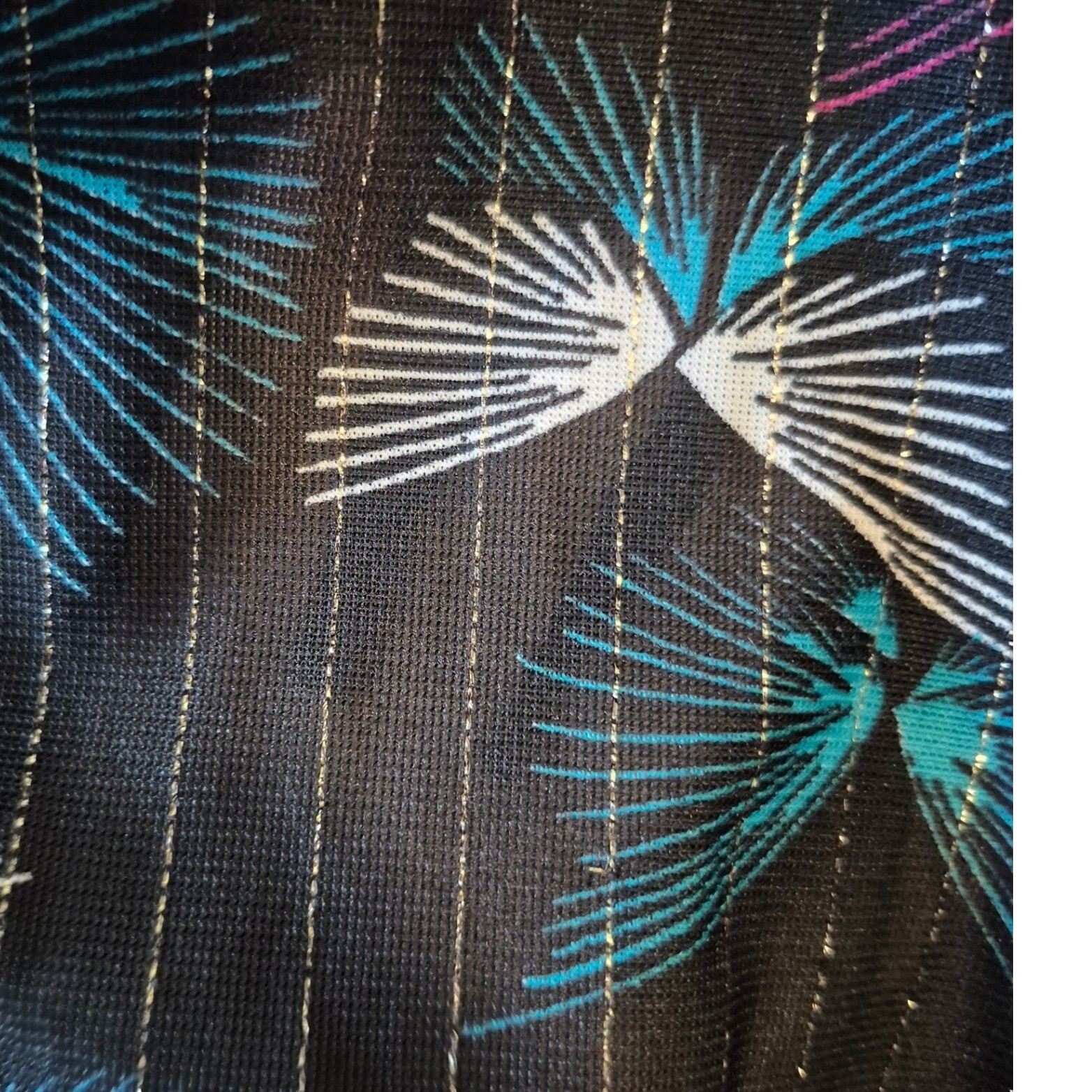 Vintage Sears The Fashion Place Black Pink Teal Metallic Knit Top Size 18 F0541
