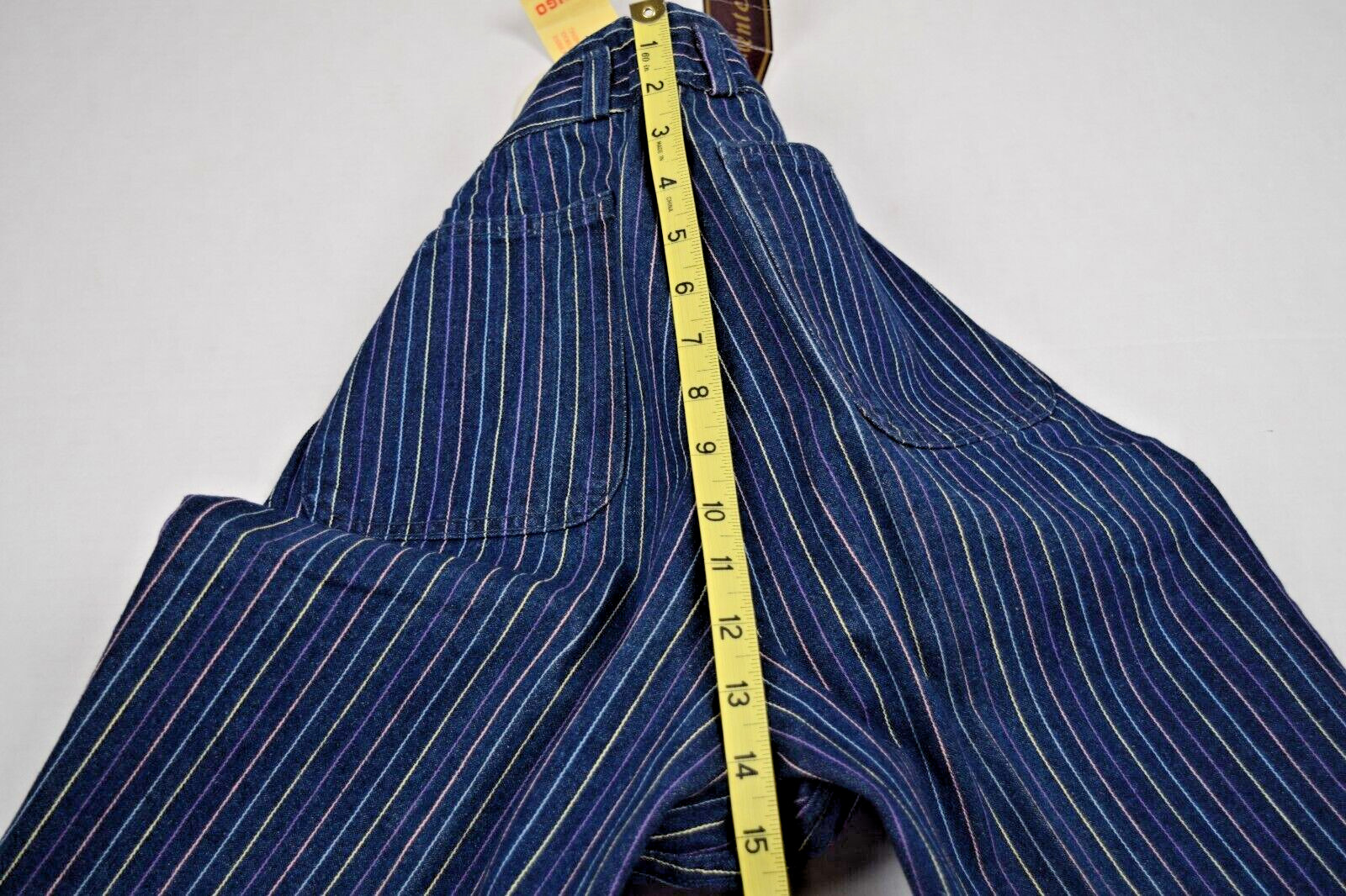 Vintage Jeans Sergio Valente W26 L31 80s Blue Pastel Pinstripes High Waist NWT