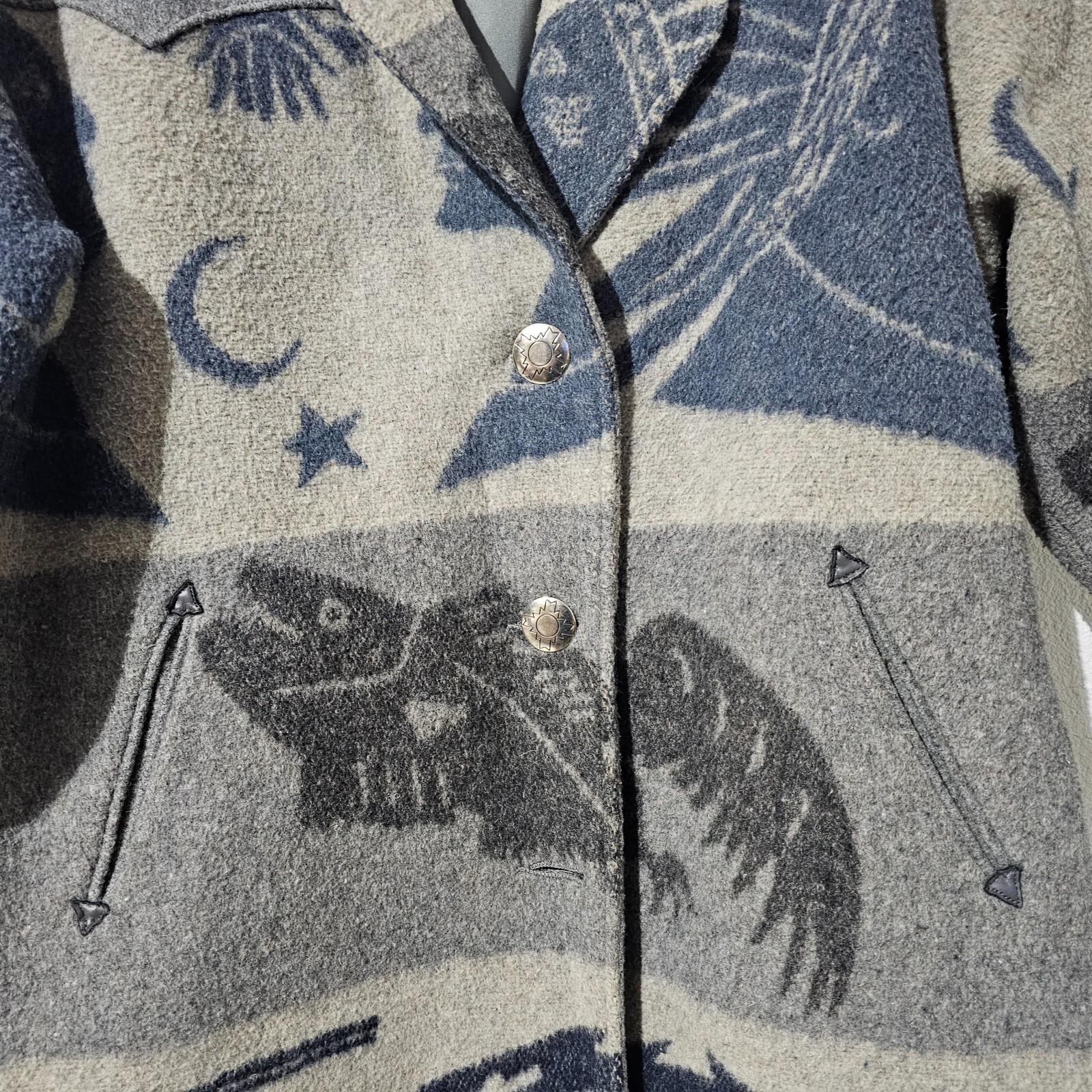 PIONEER WEAR Wool Vintage Coat Southwestern Native American Prints free size
