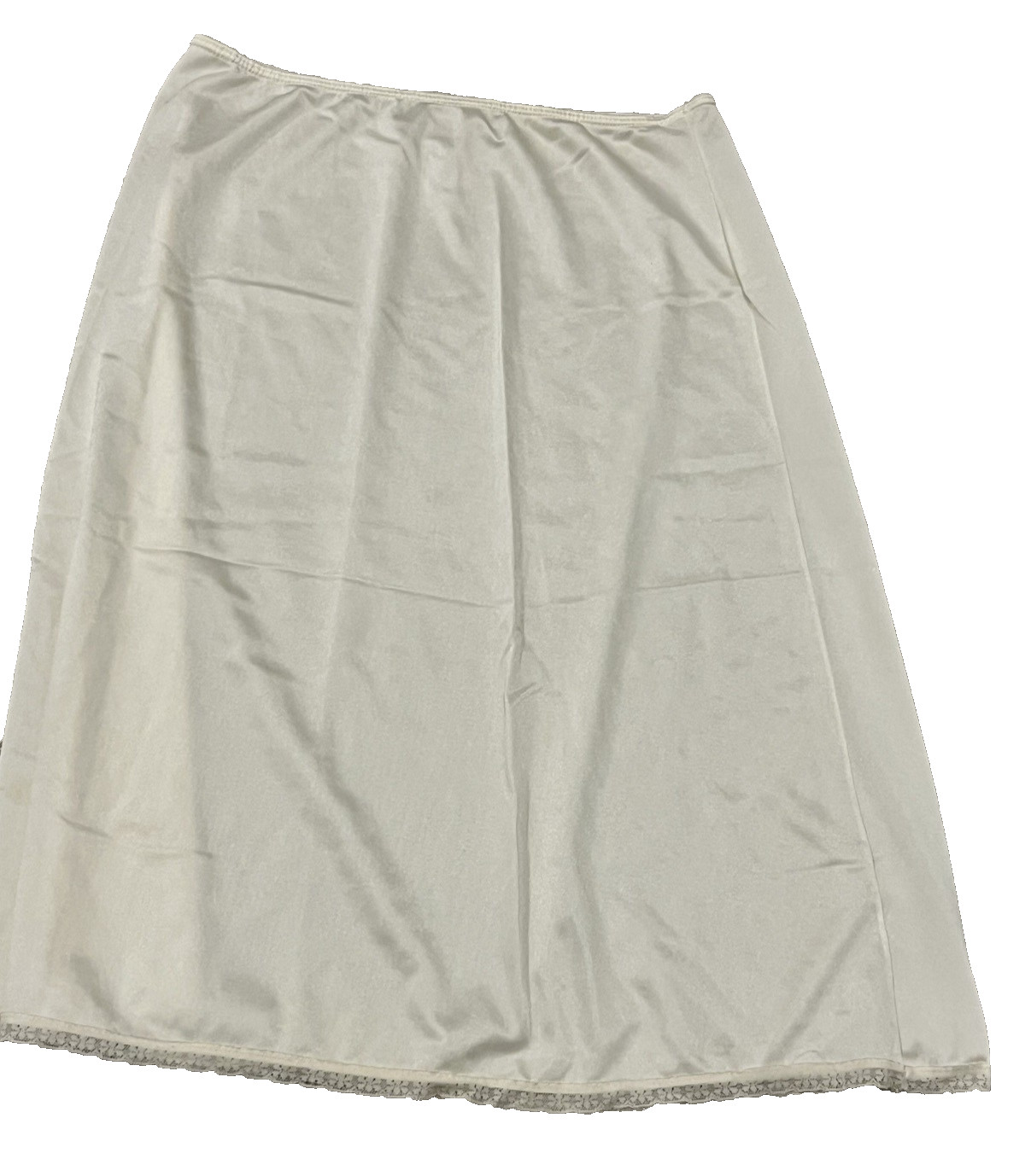 Vintage Greenco Maid Ivory Nylon Half-Slip w/ Lace Trim Made in USA Size Medium