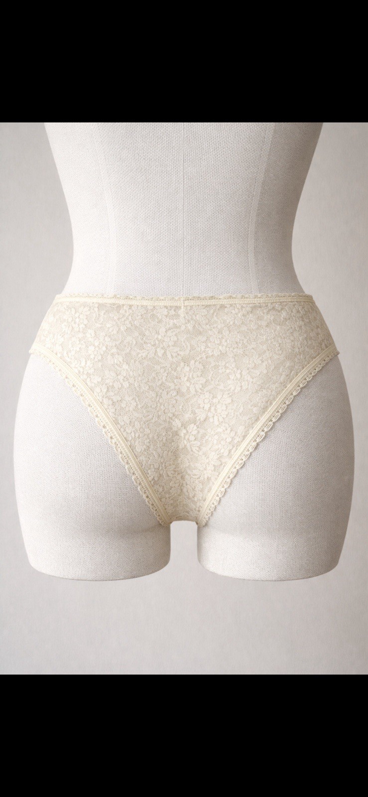 Vintage MYONNE Lace Panties Sz5 French Cut Cream Made USA Cotton Gusset 1980s/90