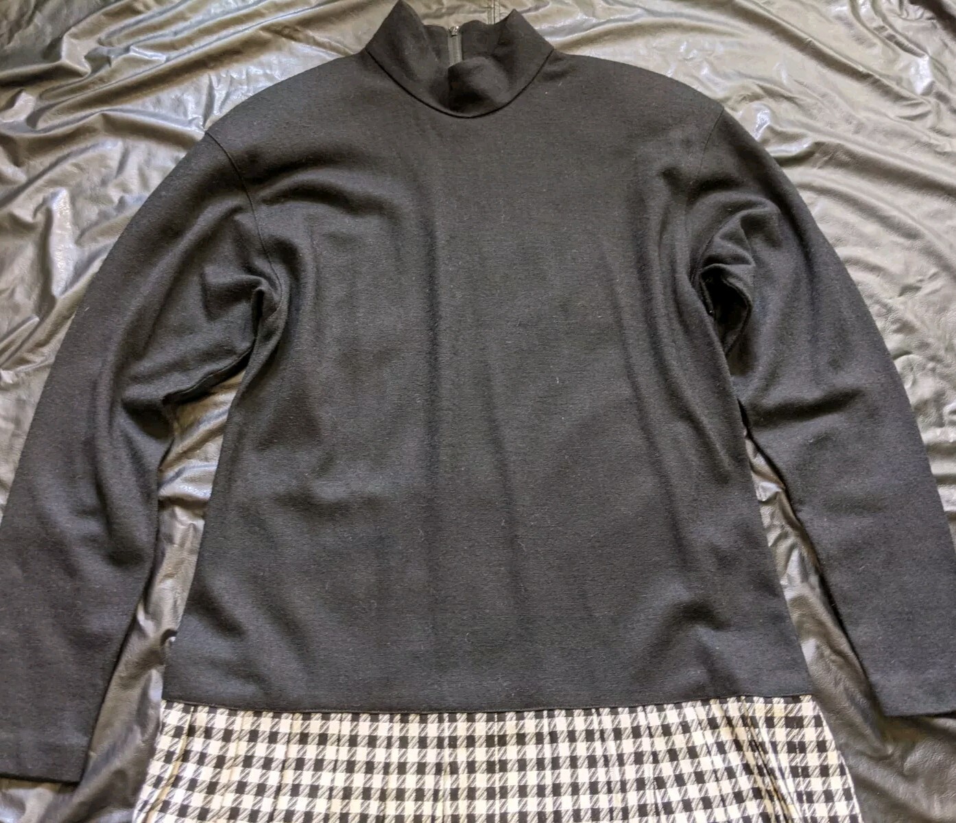 Vintage Talbot’s Donna Rico Dress Black White Houndstooth Drop Waist Size 8 Wool