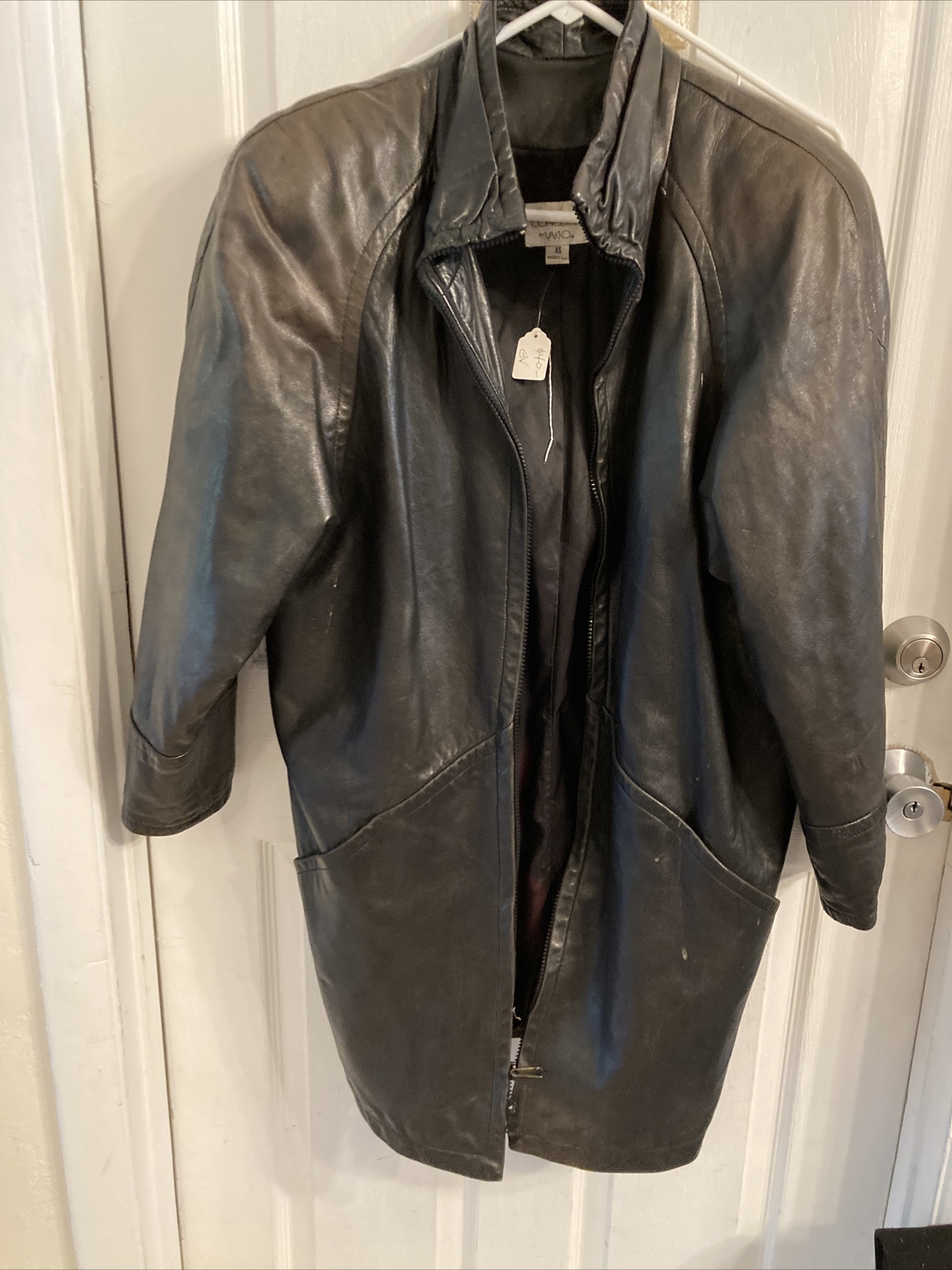 Woman’s Vintage Leather Overcoat Jacket Made By Vakko XS