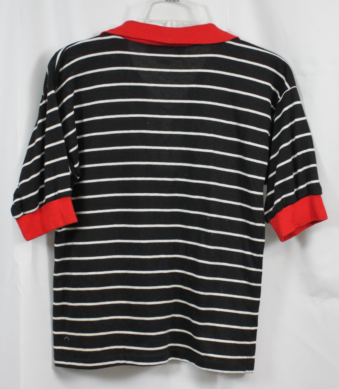 Vtg Knits and Bolts Polo Shirt Top Tie Neck Grommets Stripes 70s 80s Retro Mod M