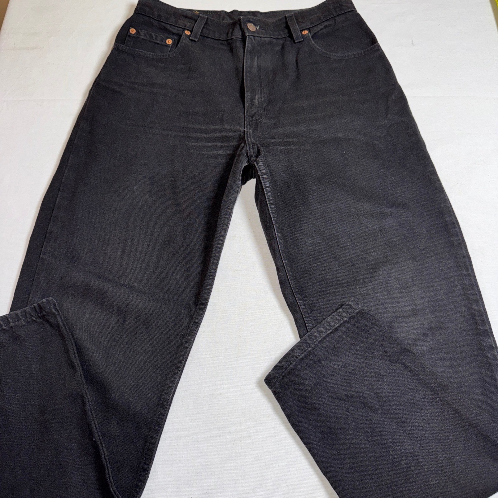 Vintage Levis 550 Relaxed Fit Tapered Leg Black Denim Jeans Womens 13 Med 31×30