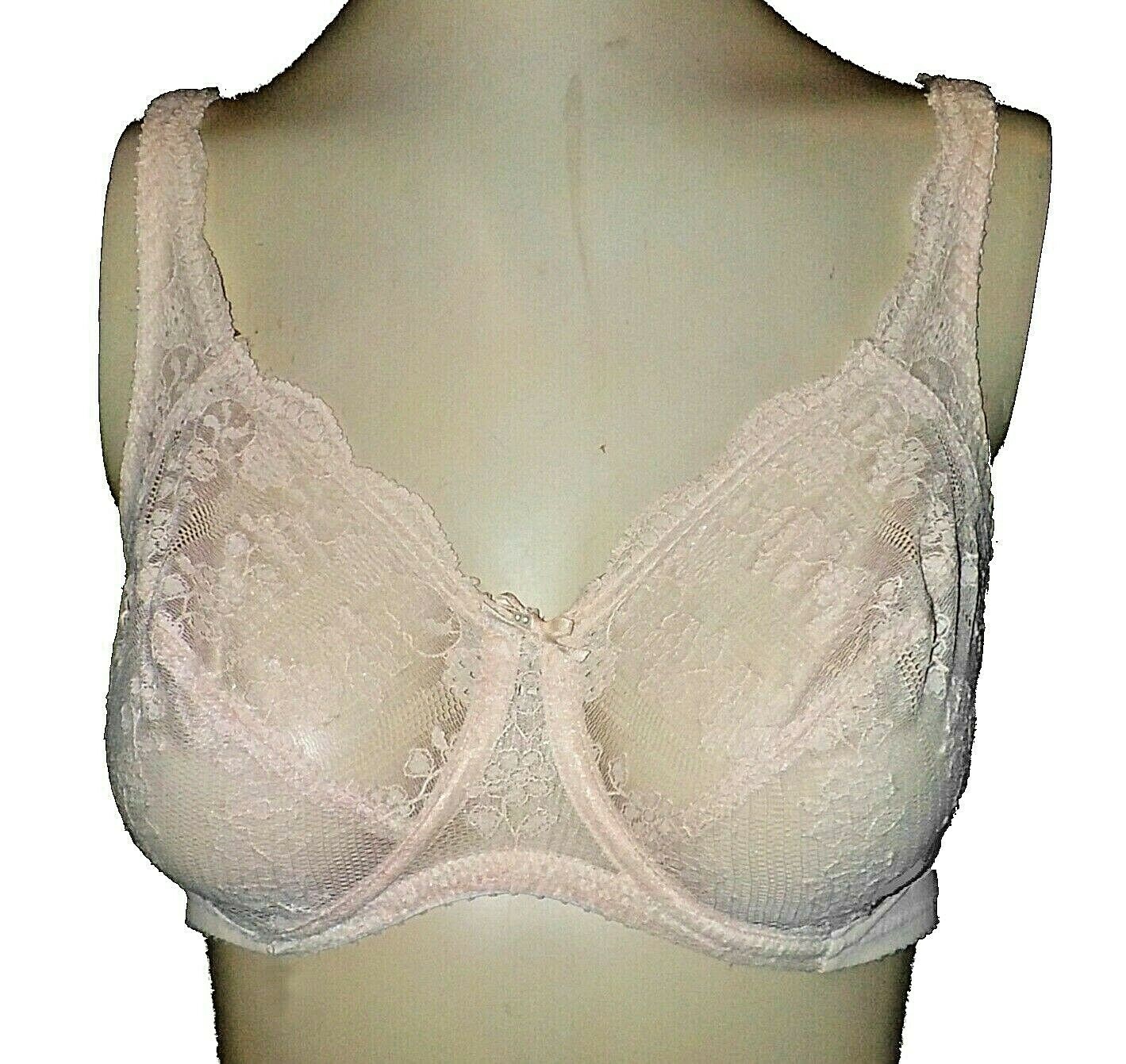Bra Vintage-1970s Special Request Glamorise UW Unlined Lace Pink 76286 32D