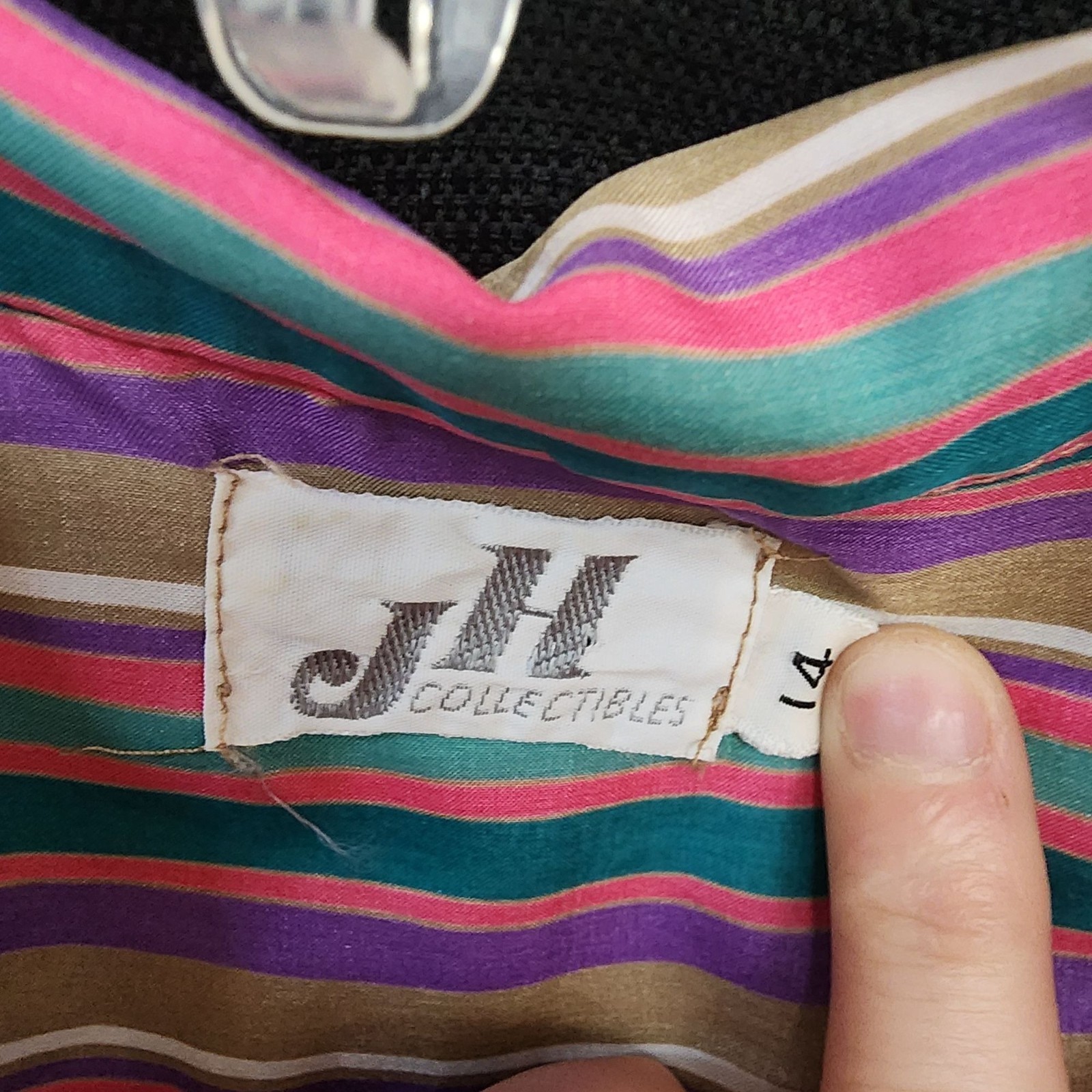 Womens Vintage Shirt Colorful Bright Rainbow Striped Blouse Size M-L Funky Retro