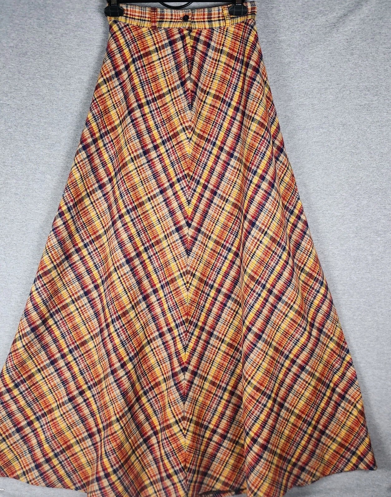 Vintage 1970s Women’s Century of Boston Orange Plaid Wool Blend Skirt Size 6 EUC