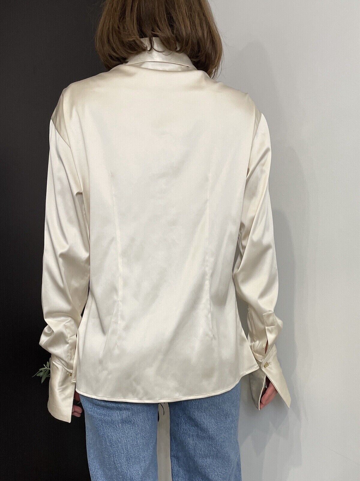 Vintage Versace Classic V2 Silk Shirt Ivory Blouse Top Size 44