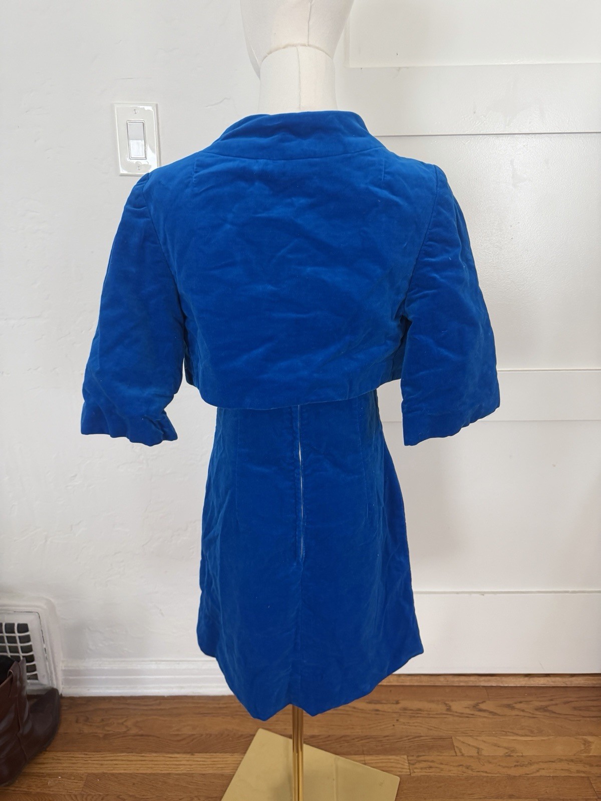 1960s Cobalt Velvet Dress + Jacket Set