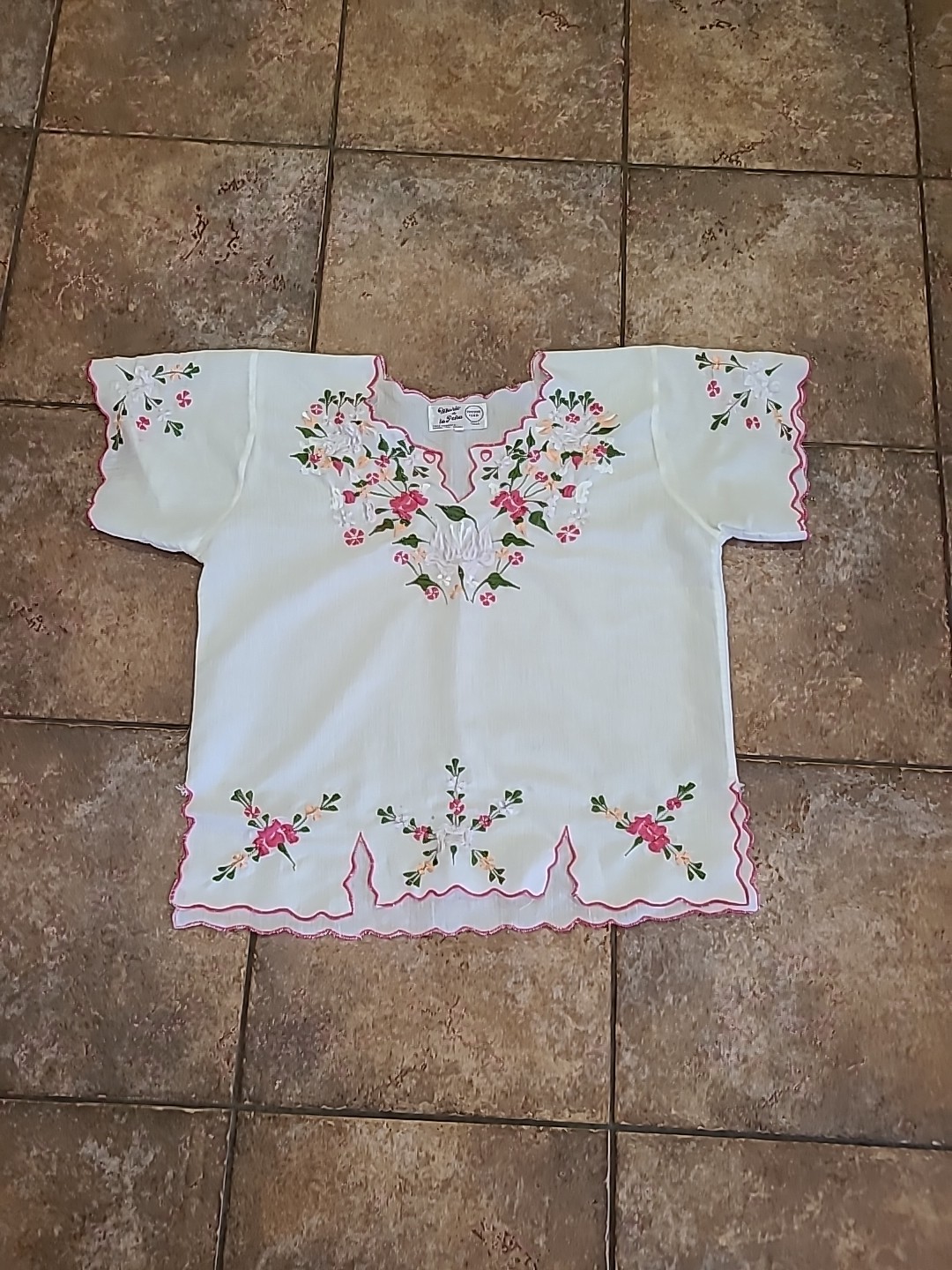 VTG Mario De La Pena Originales Embroidered Top Mexican Sz 38 Bohemian Peasant