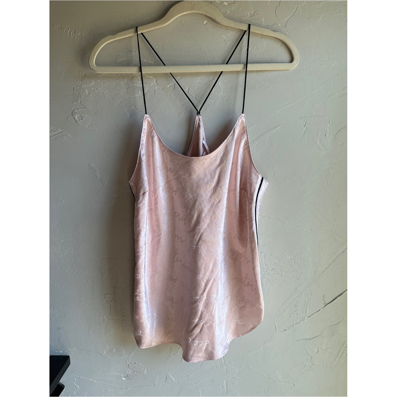 Victoria’s Secret Pink Satin Script Cami Coquette Balletcore Loungewear Tank L