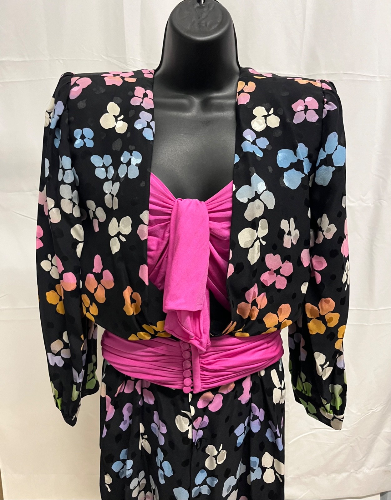 Unique & Versatile Vintage 1980s VALENTINO NIGHT multicolor Silk Dress M