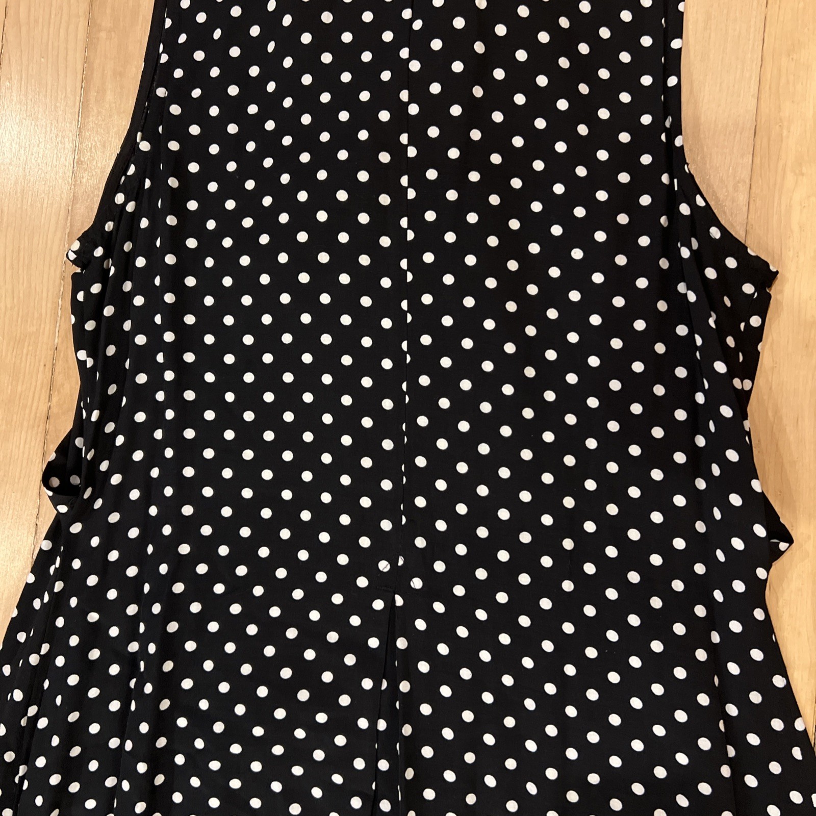 J.B.S. Ltd Black White Polka Dot Vtg Dress White Sailor Collar Sleeveless Sz 10