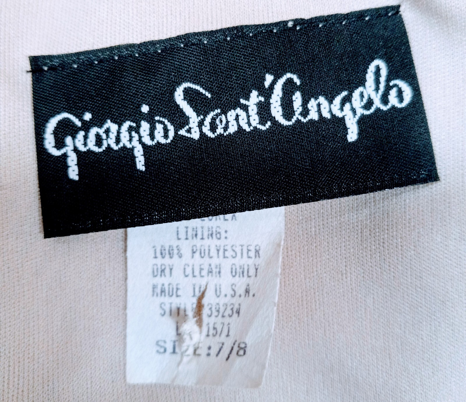 Vtg. Giorgio Saint Angelo Cream & Gold Sheath Dress Size 7/8. #A