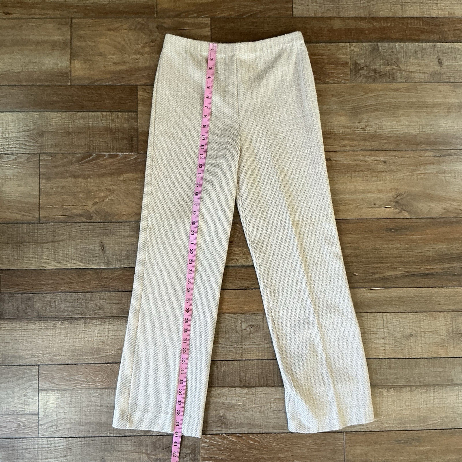 VINTAGE KoKoKnits California Pant Suit Womens 10 Tan Houndstooth USA Set #45C8