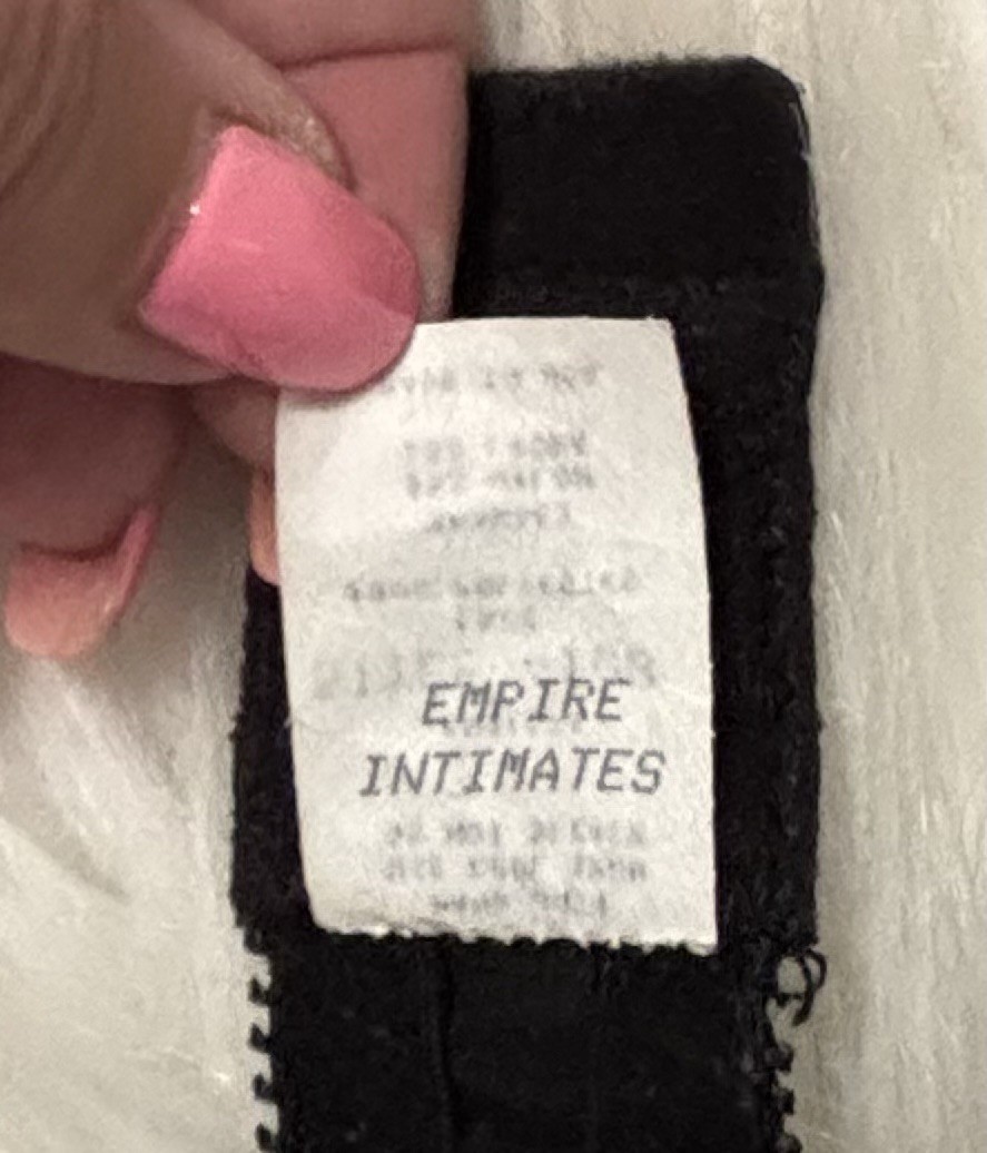 Empire Intimates Black Open Nipple Lace Sheer Nylon Underwire Bra 34A/B
