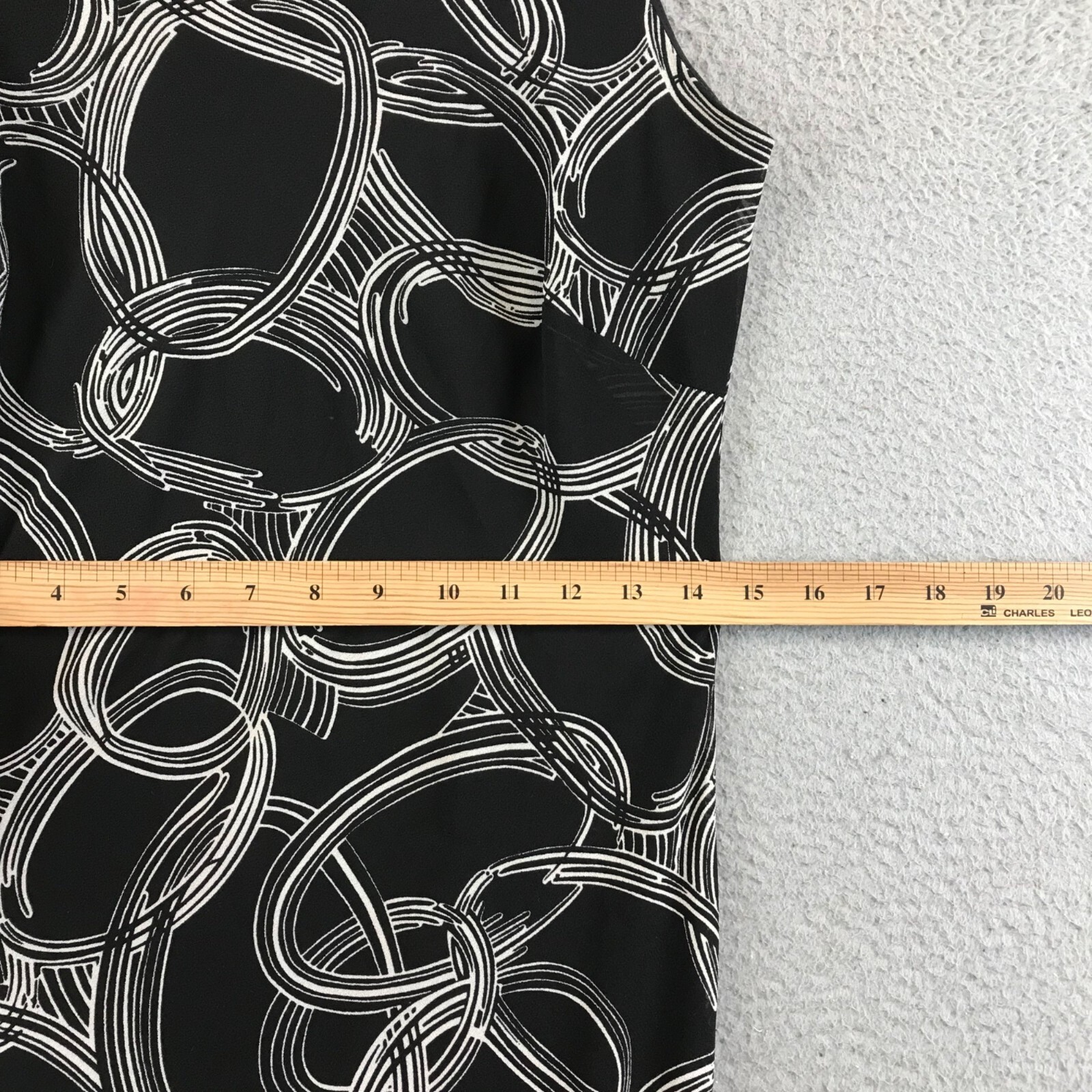 VINTAGE 90s does 30s Black and Ivory Print Drop Waist Handkerchief Dress Size 12