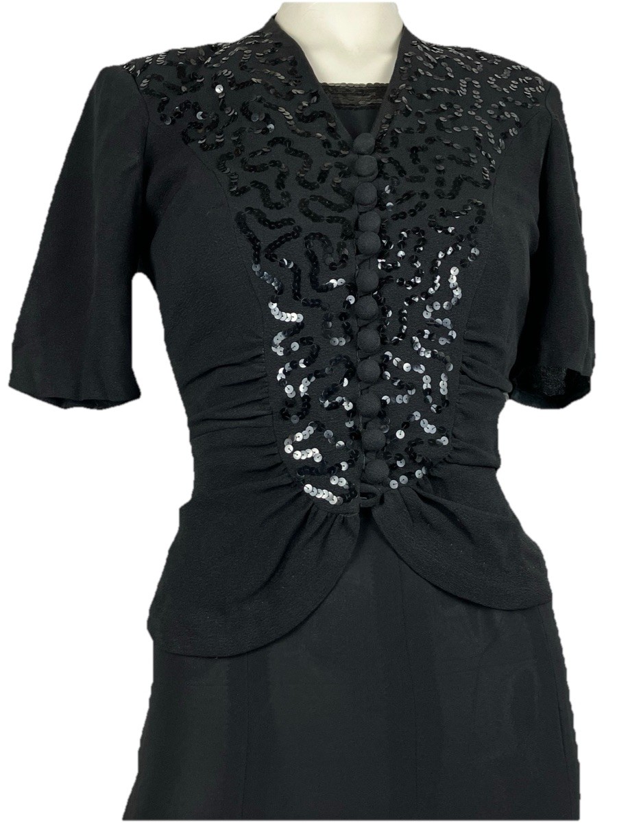 Vintage Late 30s Early 40s WWII Glamorous Sequin Cocktail Jacket Ruching