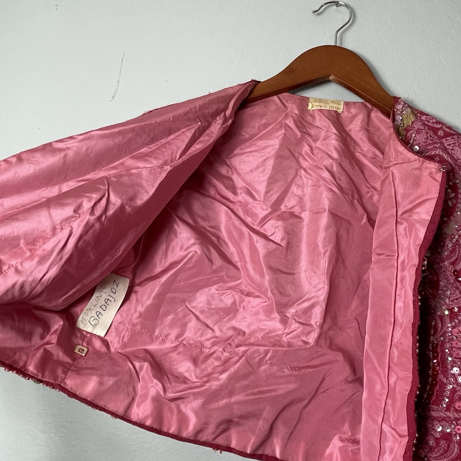 Bonwit Teller True Vintage Sequined Pink Womens Top Small Embellished Rare