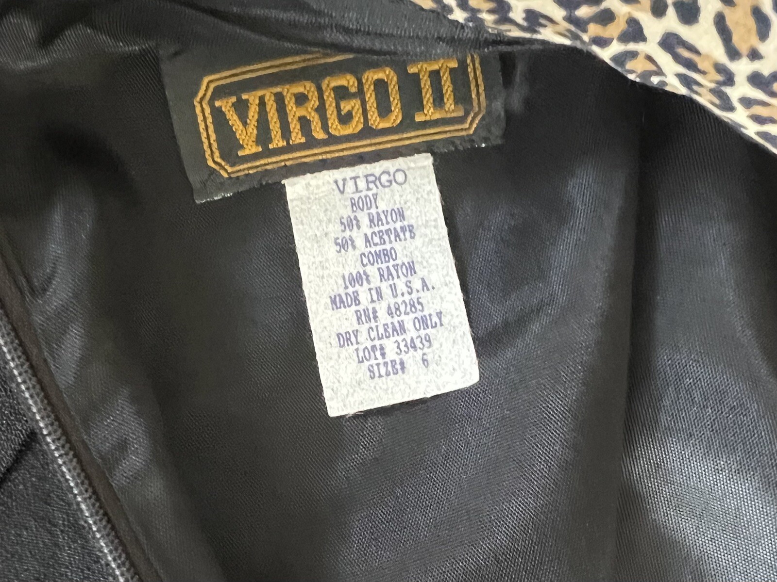 Vintae Virgo II Dress Faux Buttons / Faux Set 80s 90s Black Cheetah Academia 6