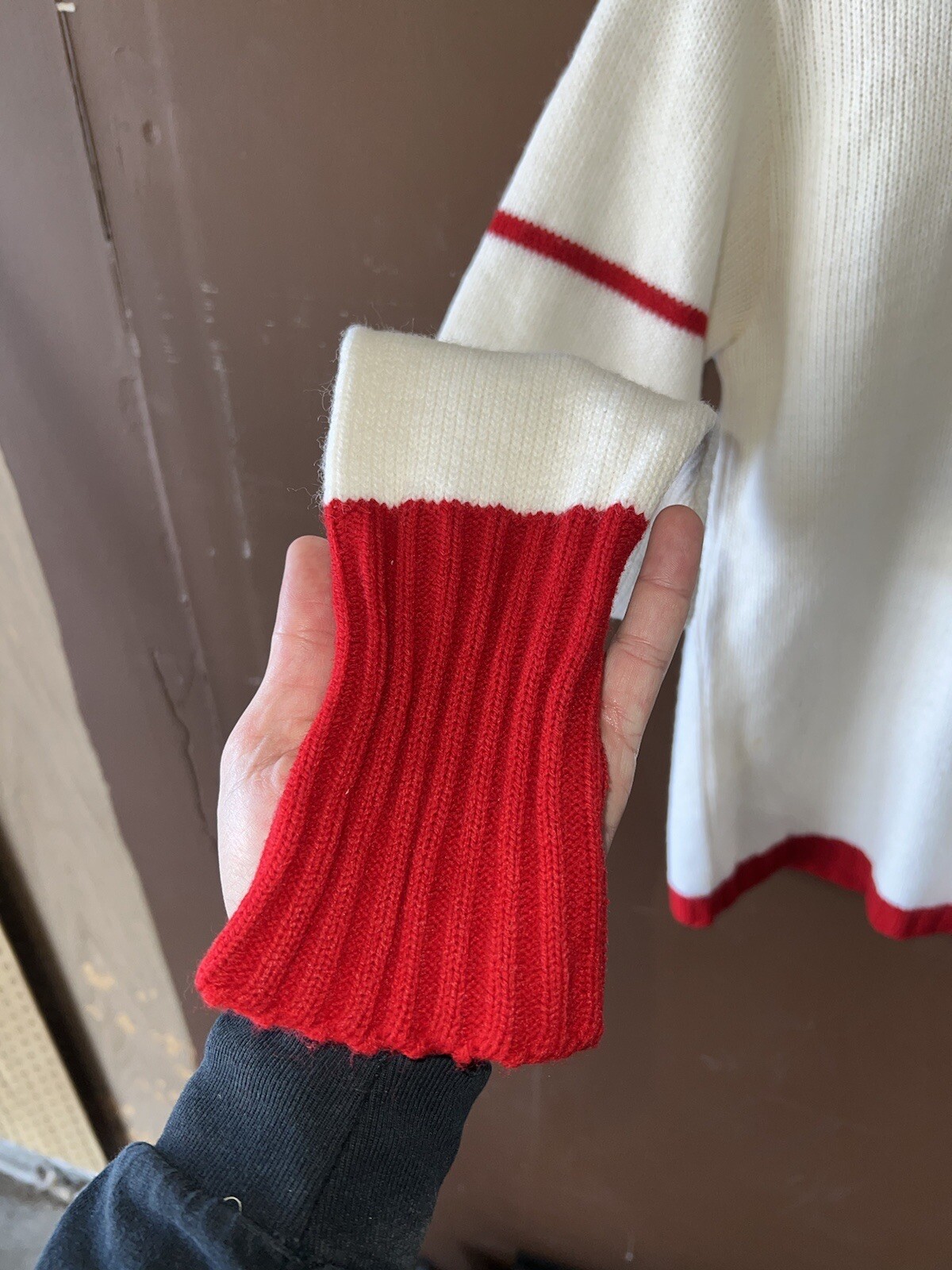 Vintage 1980s Cheerleader Sweater Red White Size SMALL Keller Knit Cheer 70s 80s