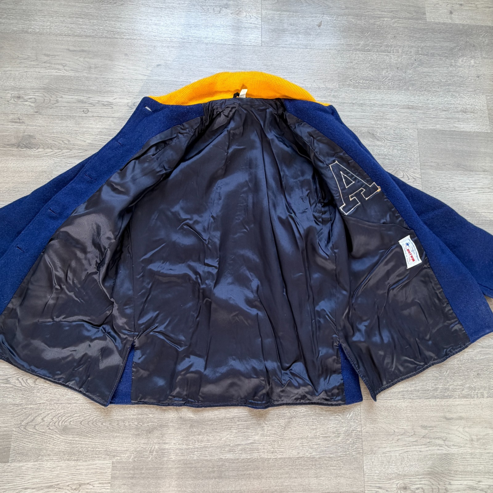 Vintage Butwin Varsity Jacket Wool Letterman Band Patch Blue Sz 14 S M USA