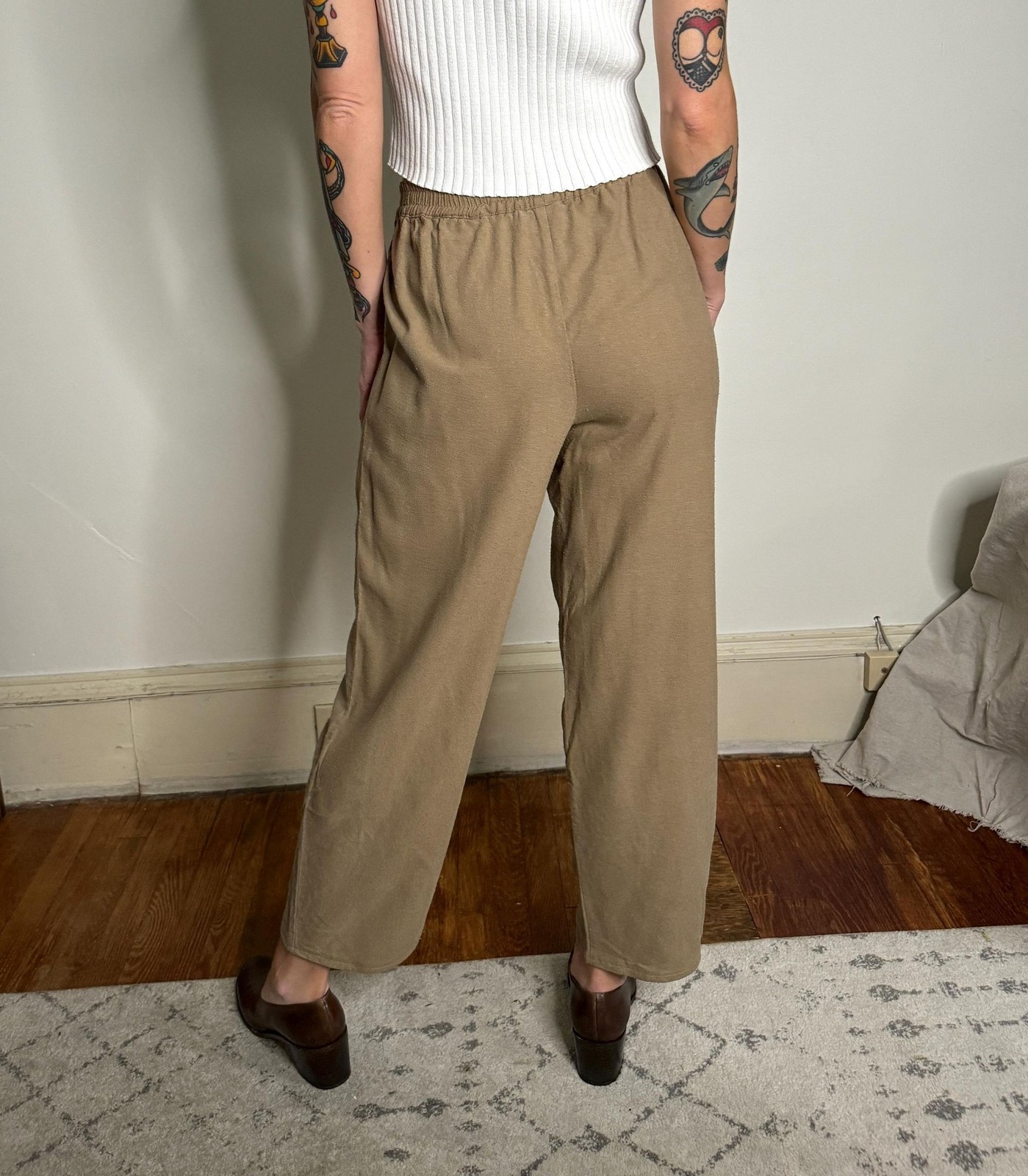 Vintage 90s Silk Pants: Relaxed Fit Wide Leg Trousers