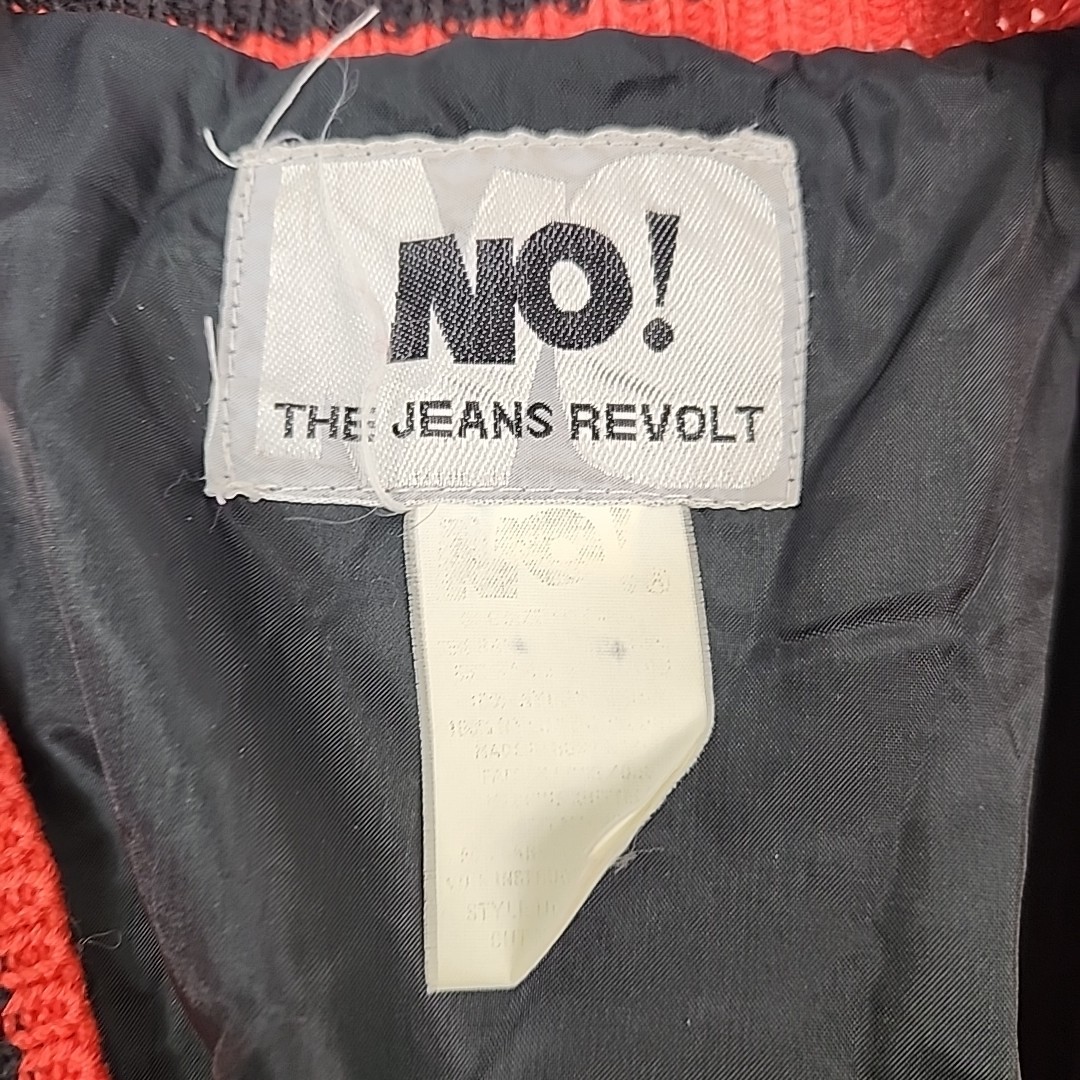 Vintage NO The JEANS REVOLT Red Embroidered funky Patched 80’s Cardigan LRG?