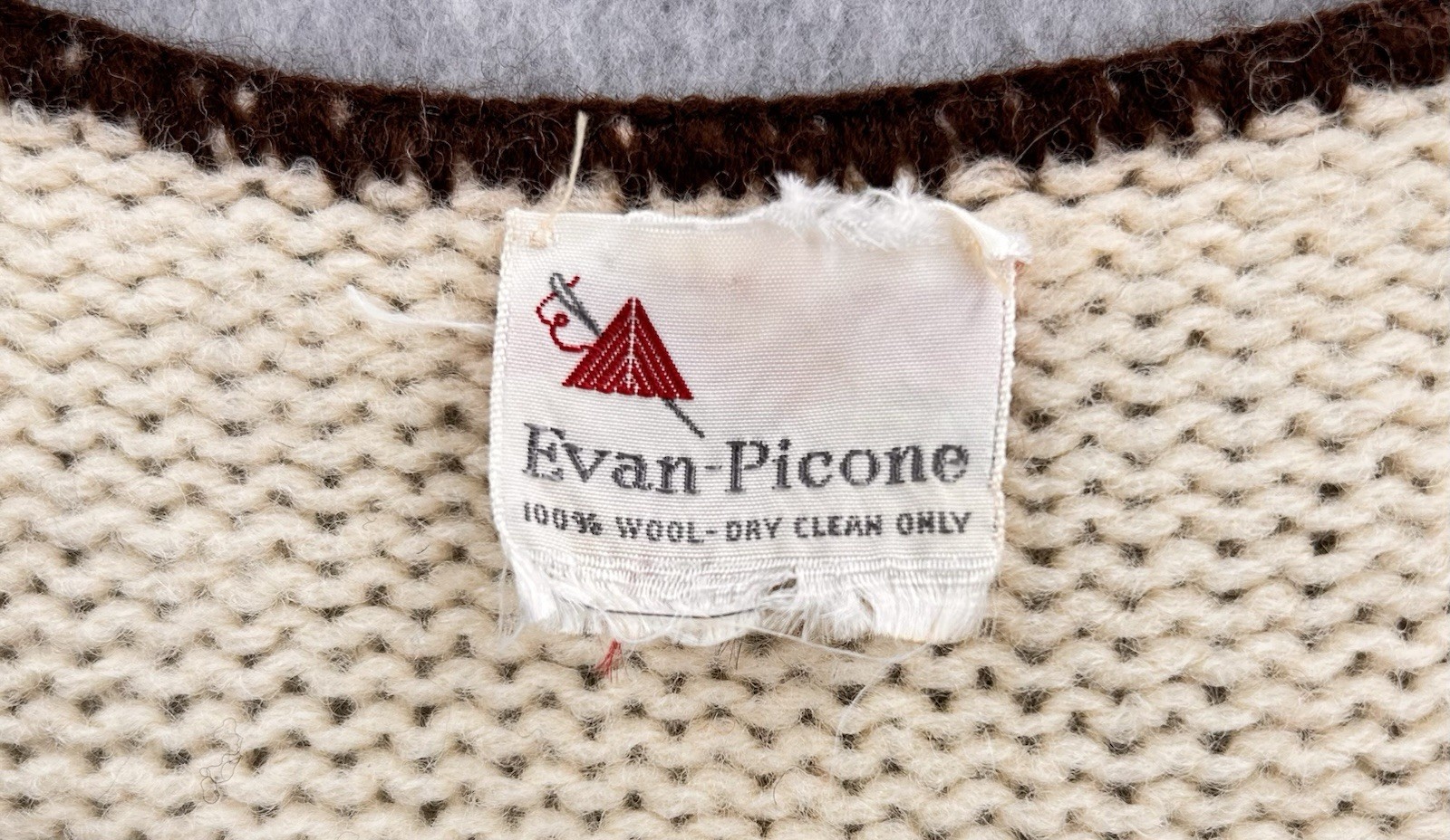 Vintage Evan-Picone 100% Wool Knit Vest Pockets Deco MCM Retro Size Small