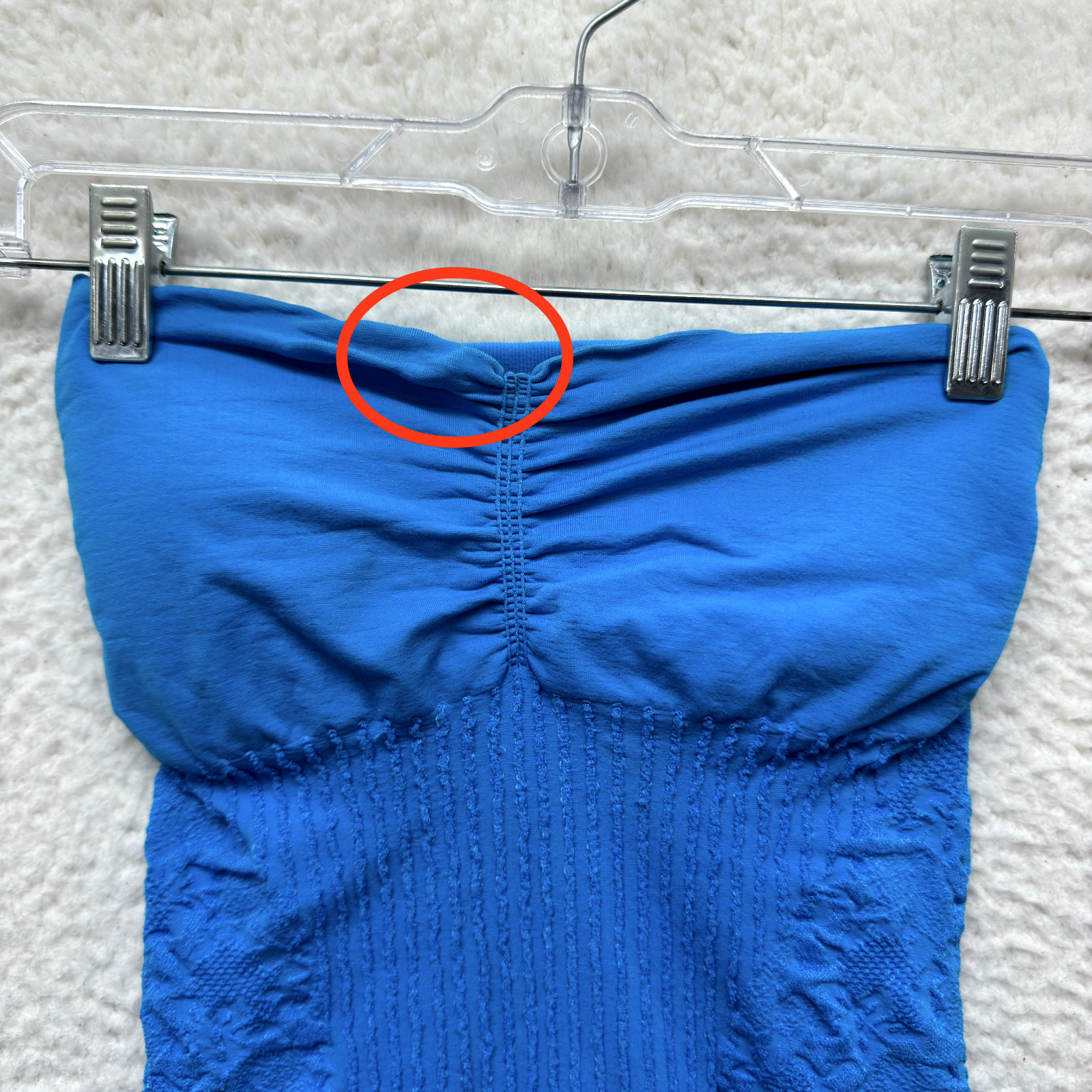 Y2K Vintage Strapless Tube Top Small Medium Blue Stretch Padded McBling Rave