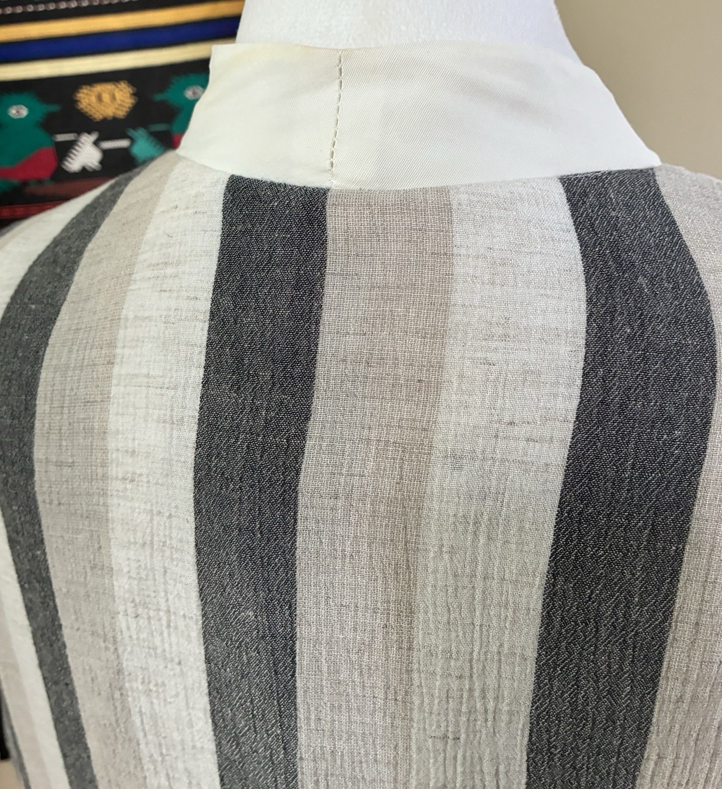 Vintage 90s Striped Jacket Attached Blouse Size L XL Lightweight Career USA