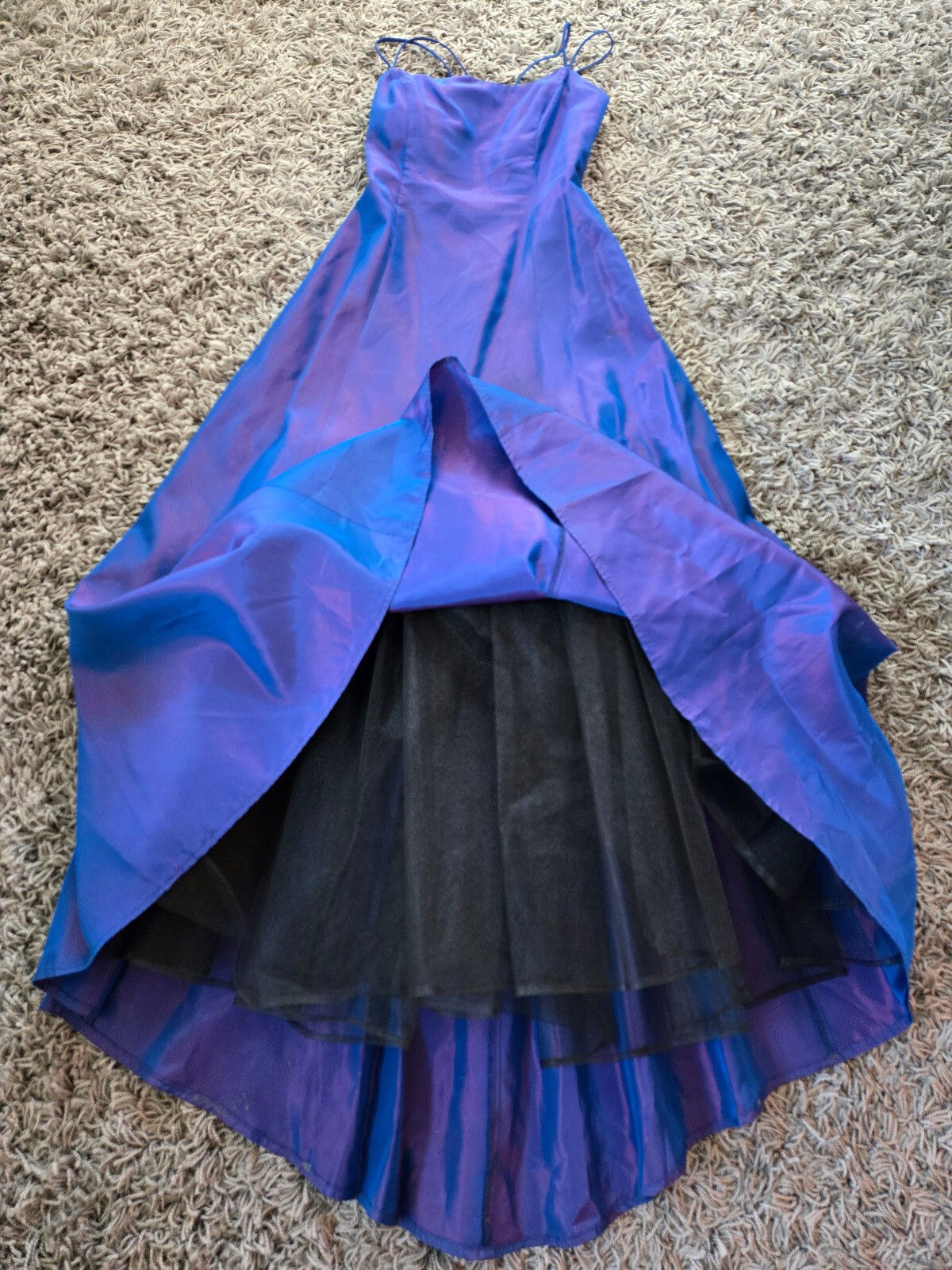 Vintage 1990s Y2K blue pink irridescent corset back formal gown dress be smart