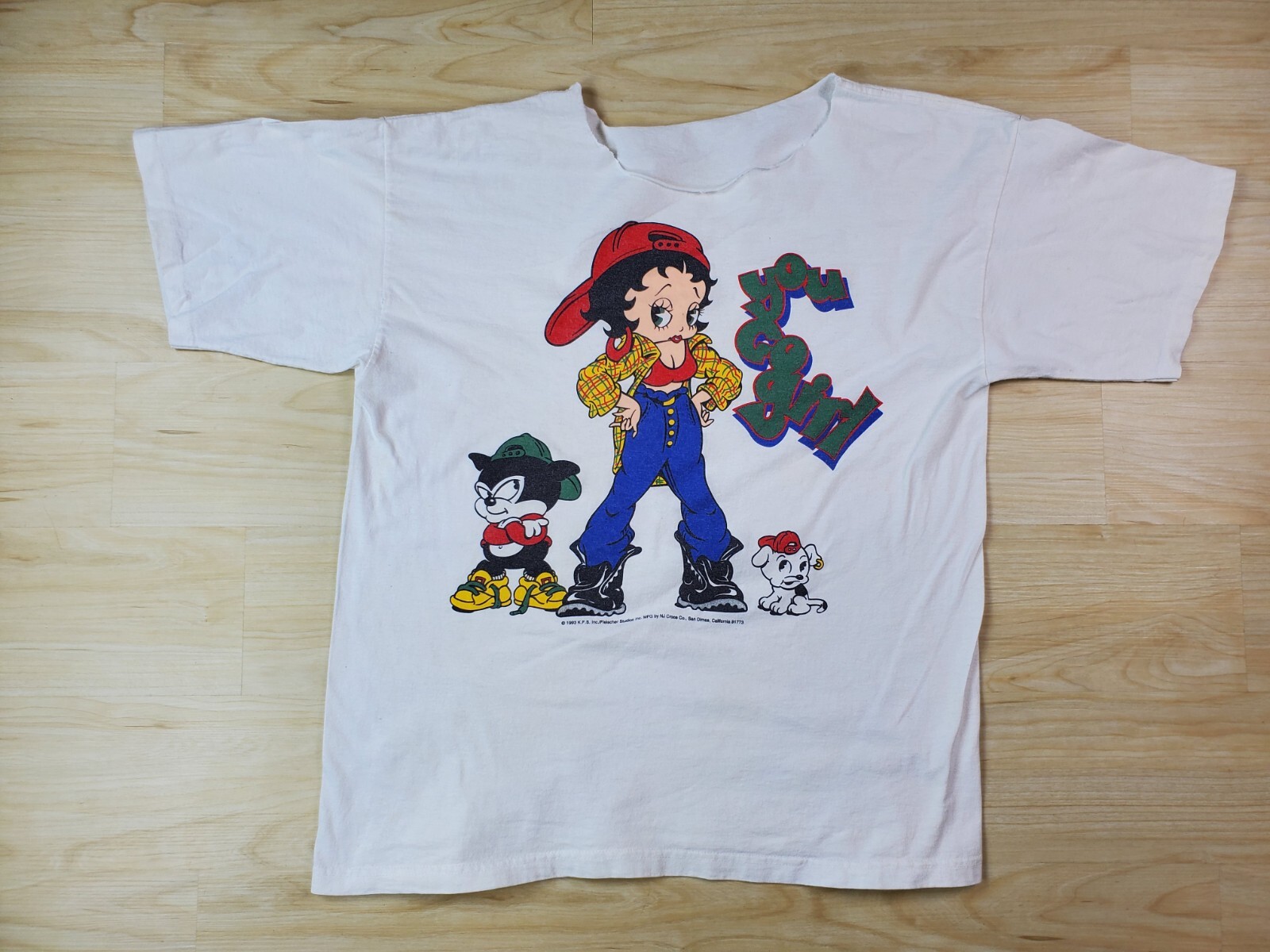 Vintage 1993 Betty Boop You Go Girl Hip Hop Bimbo Pudgy Dog T-Shirt USA Cut Neck
