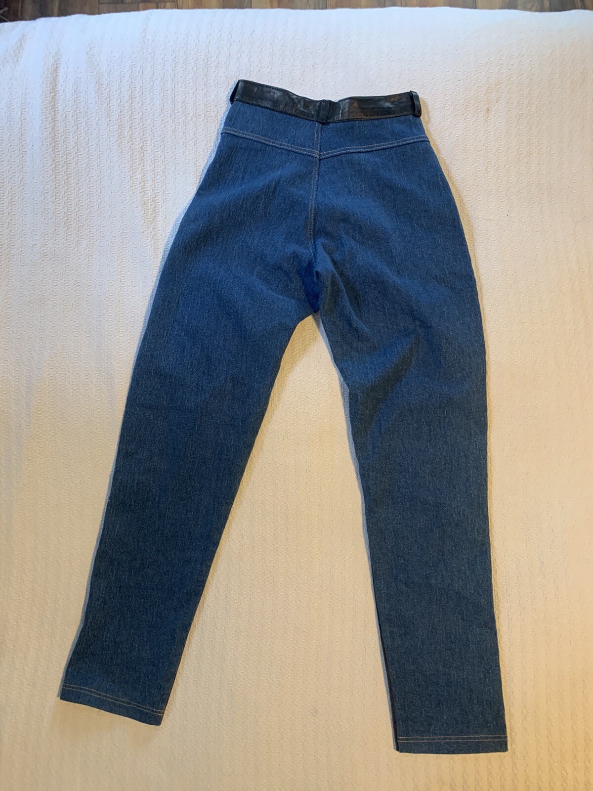 Vintage 80s Denim & Leather Chaps Jeans High Rise Biker Western Rocker Metal