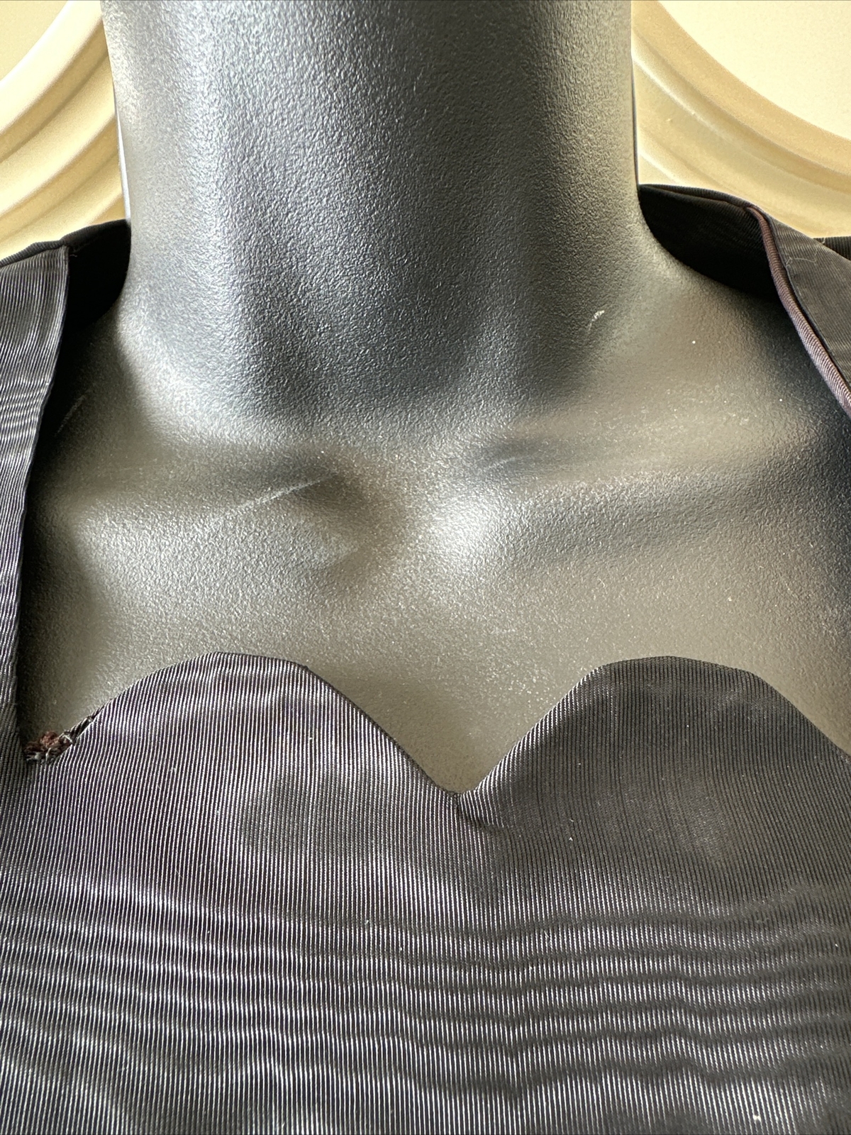 Black Silk Moire Sweetheart Neck 40s Dress From Estate Sale Of Matthew Weiner XS
