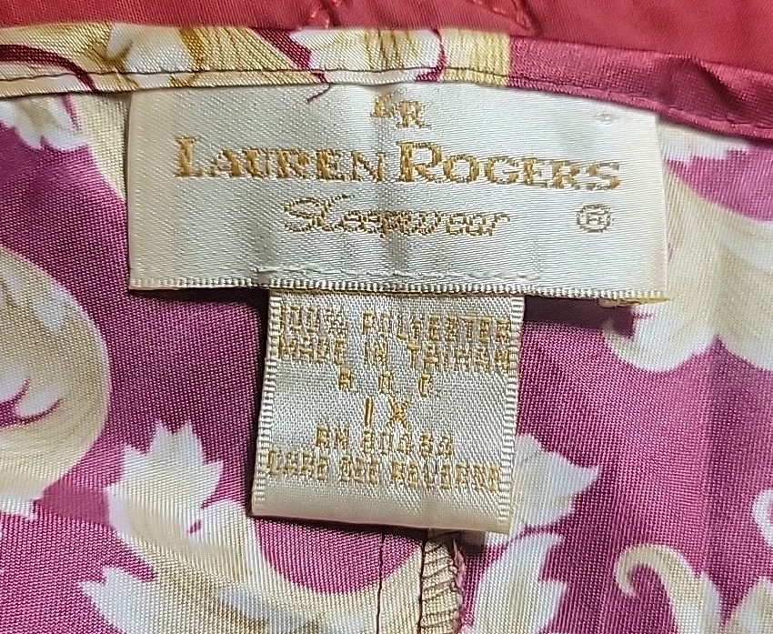 Vtg Lauren Rogers Silky & Satiny Nightgown & Robe Linegerie Pajama Set 1X EUC
