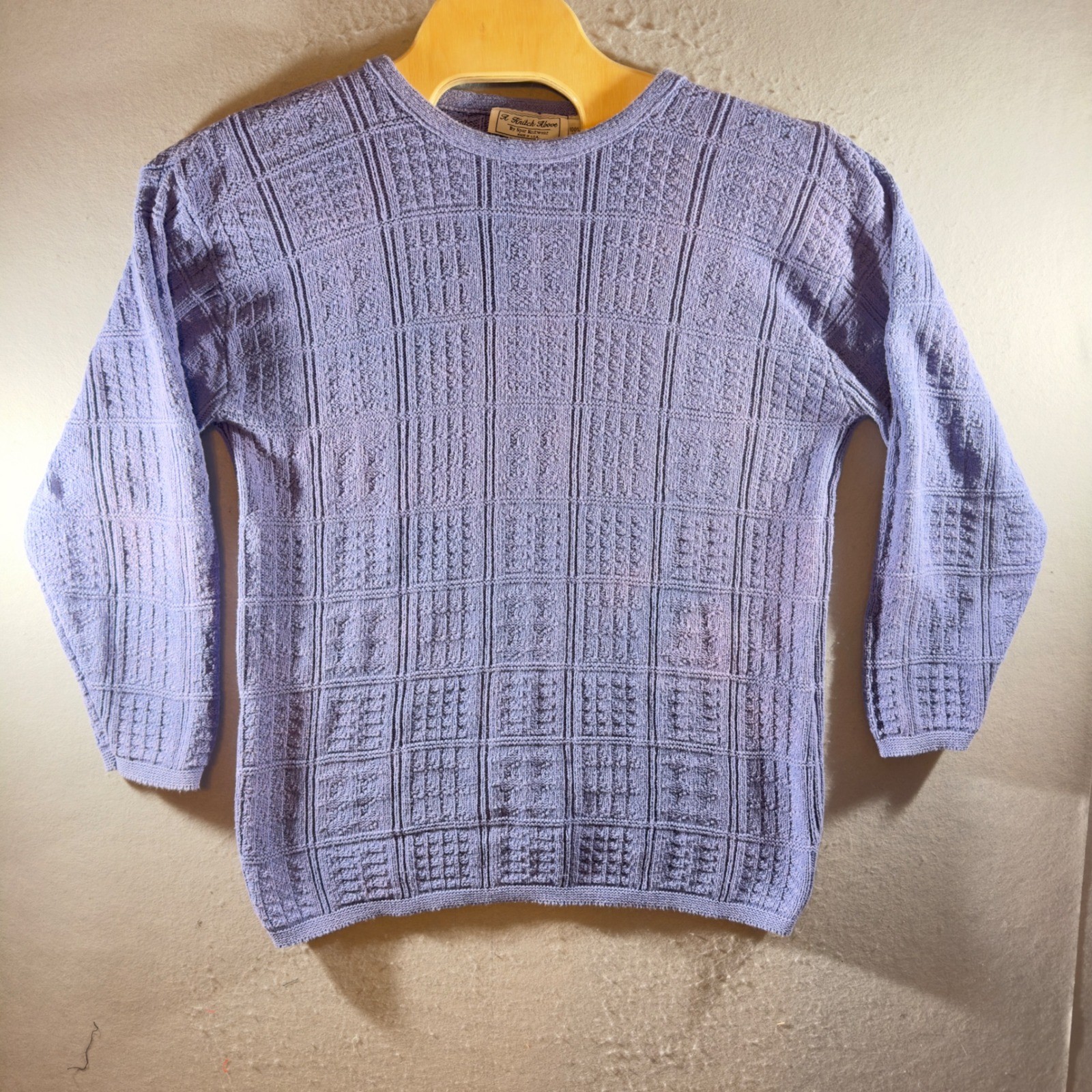 1359 | Vintage Cottagecore Textured Cotton Knit Sweater Lavender USA Women M