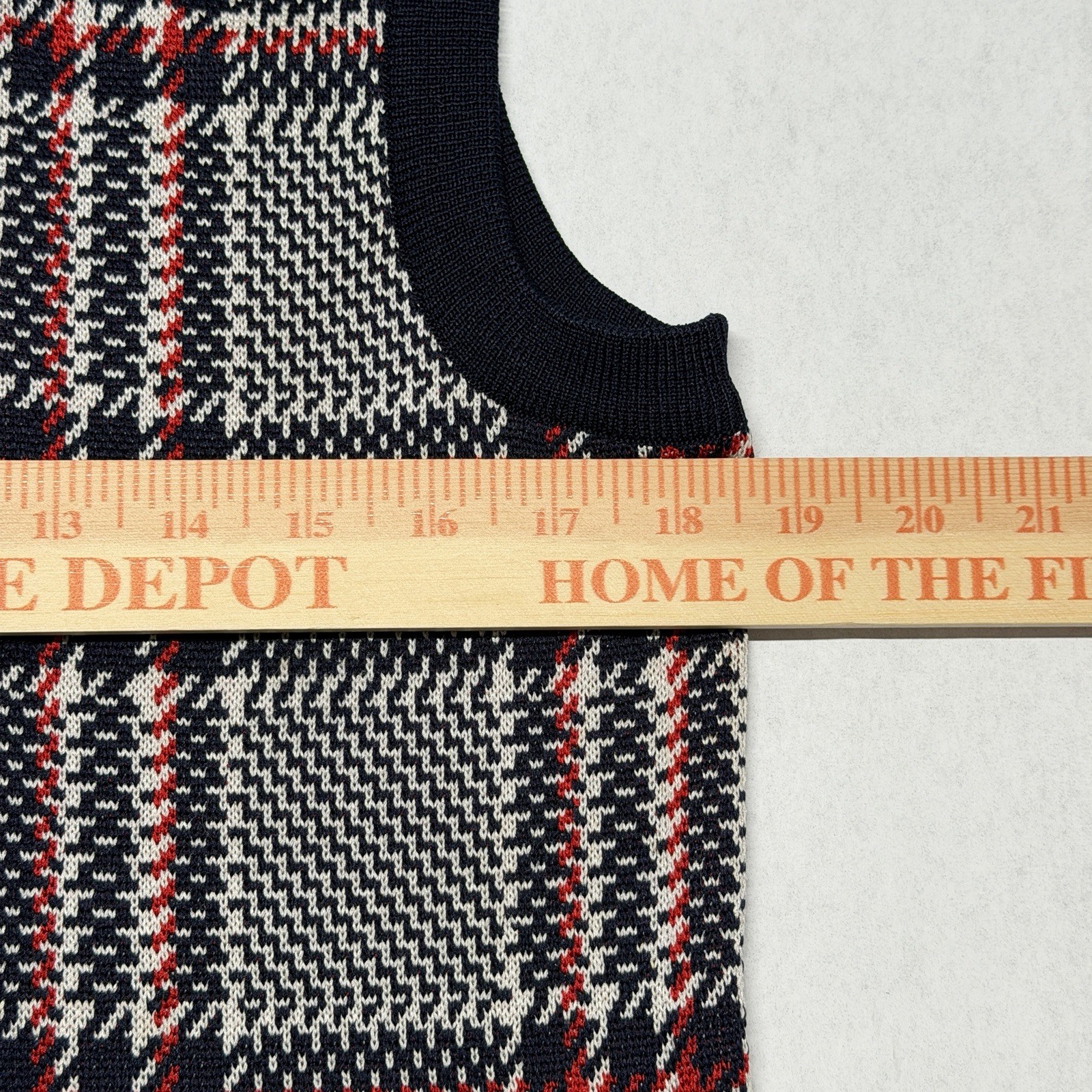 Vintage Gino Paoli Sweater Vest V-neck Womens Large Navy Plaid Made In Italy